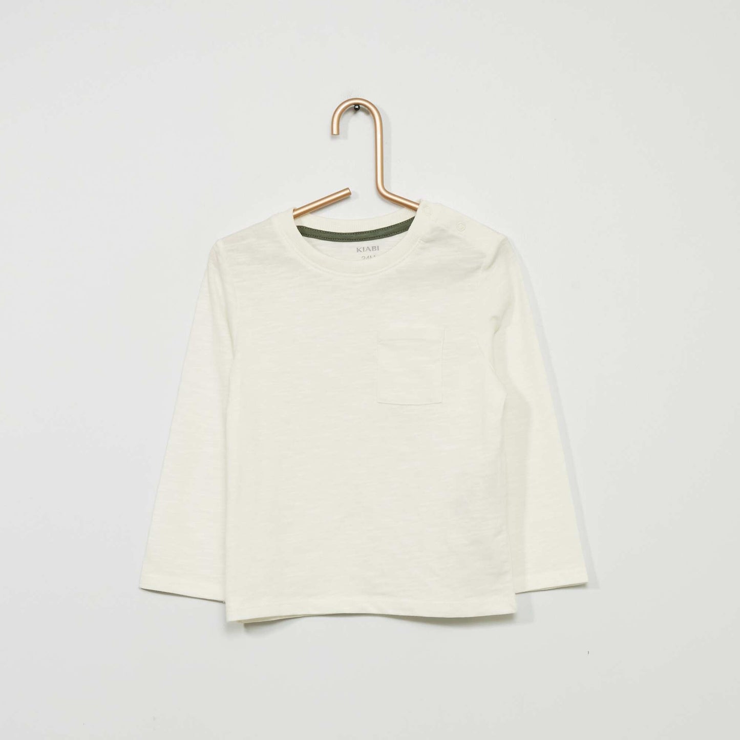 T-shirt à col rond avec poche BLANC