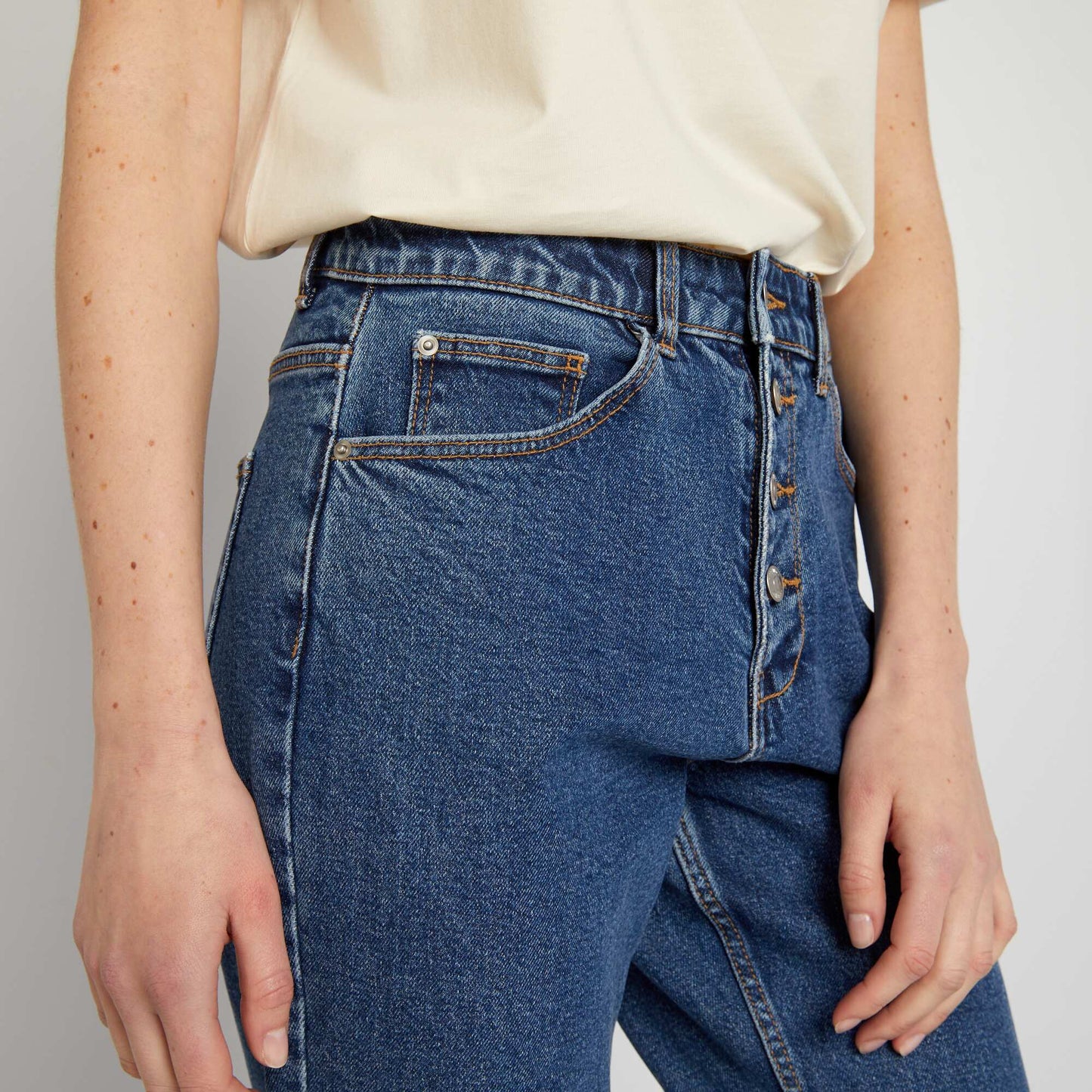 Jean mom à taille très haute - L30 Bleu stone