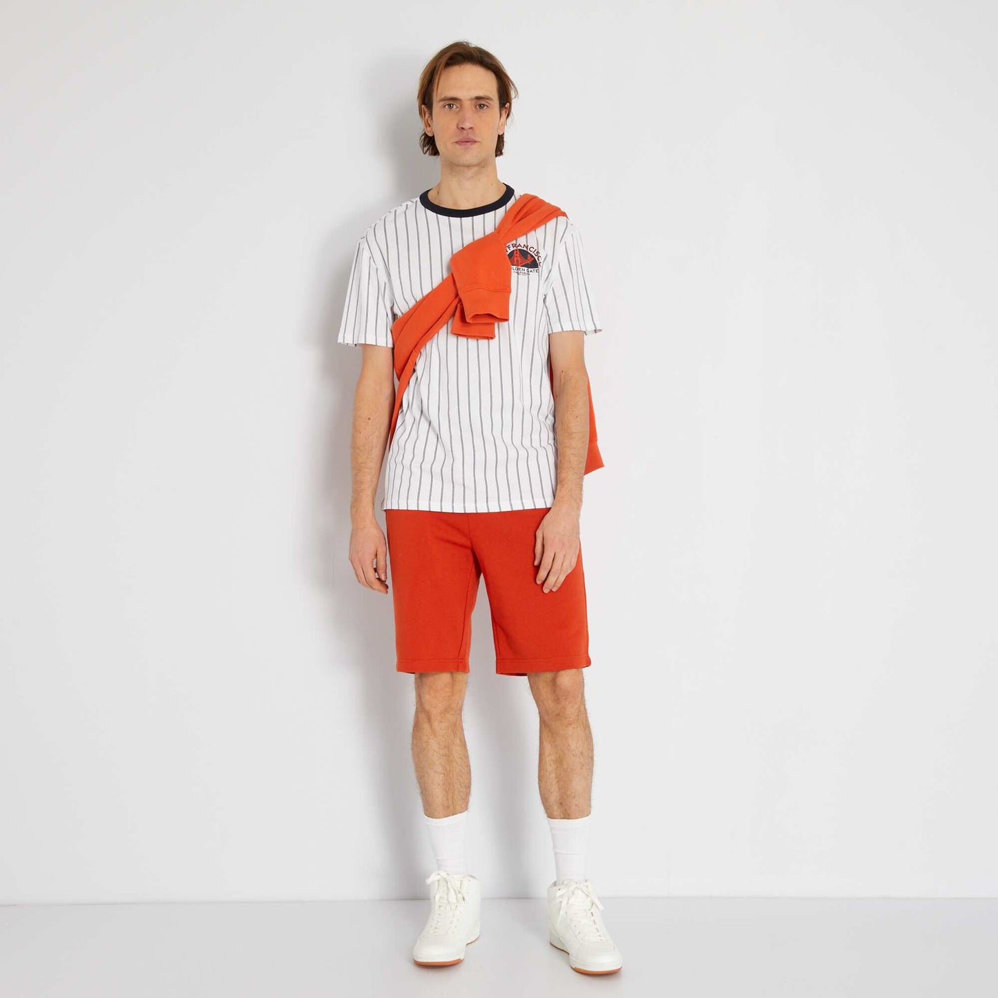 Short en molleton uni orange
