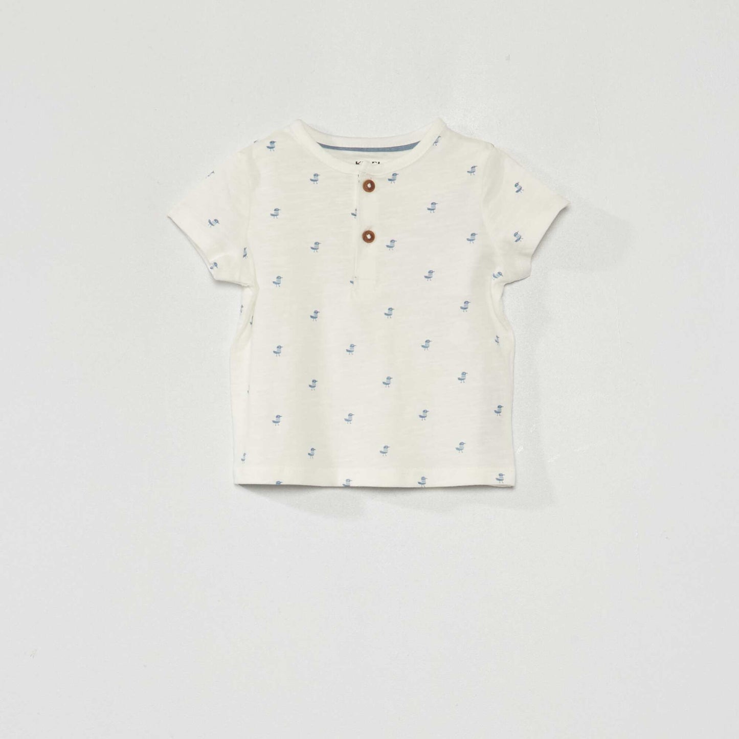 T-shirt col tunisien Blanc