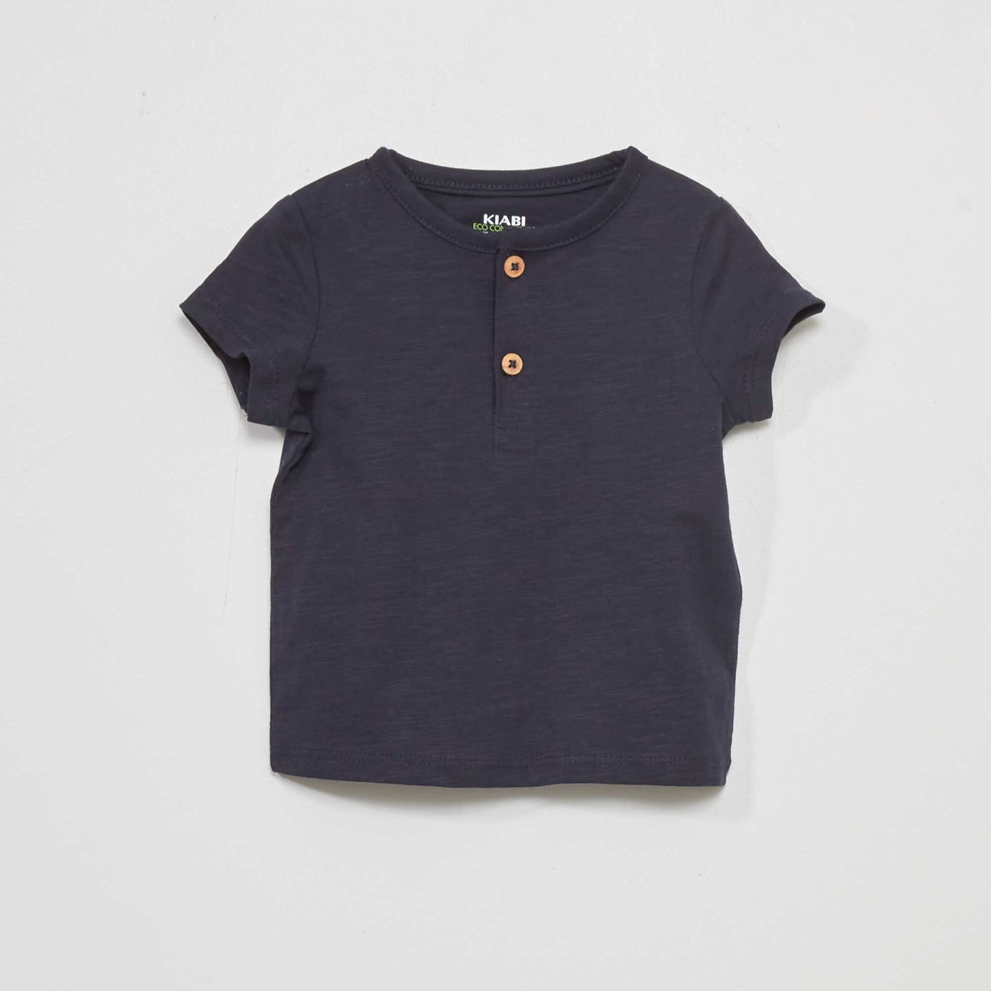 T-shirt col tunisien bleu marine