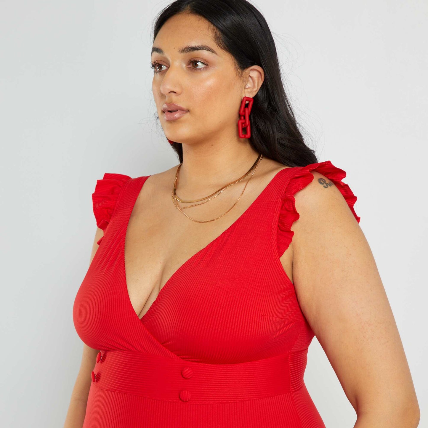 Maillot de bain 1 pièce rouge chiné