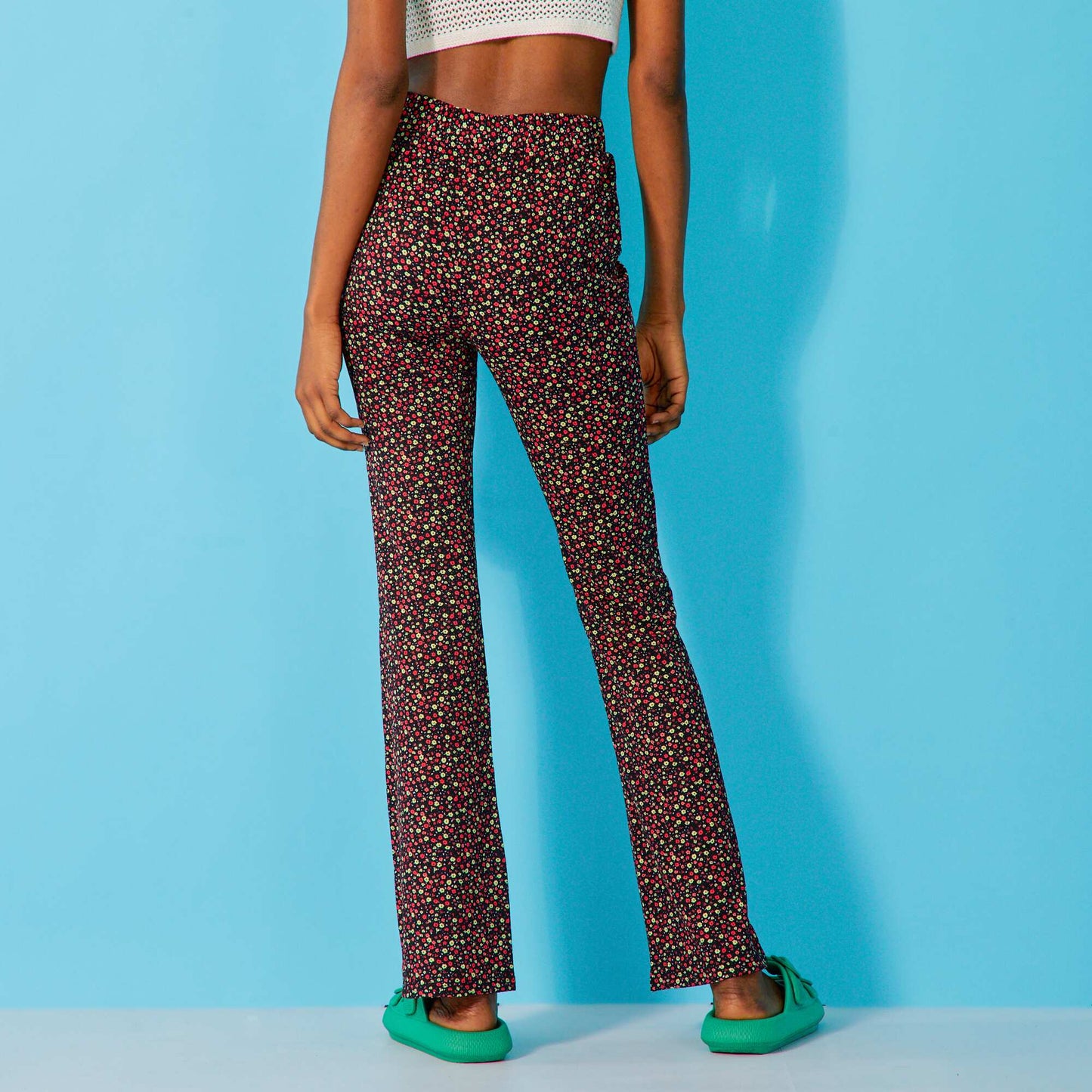 Pantalon flare/bootcut à motifs Noir