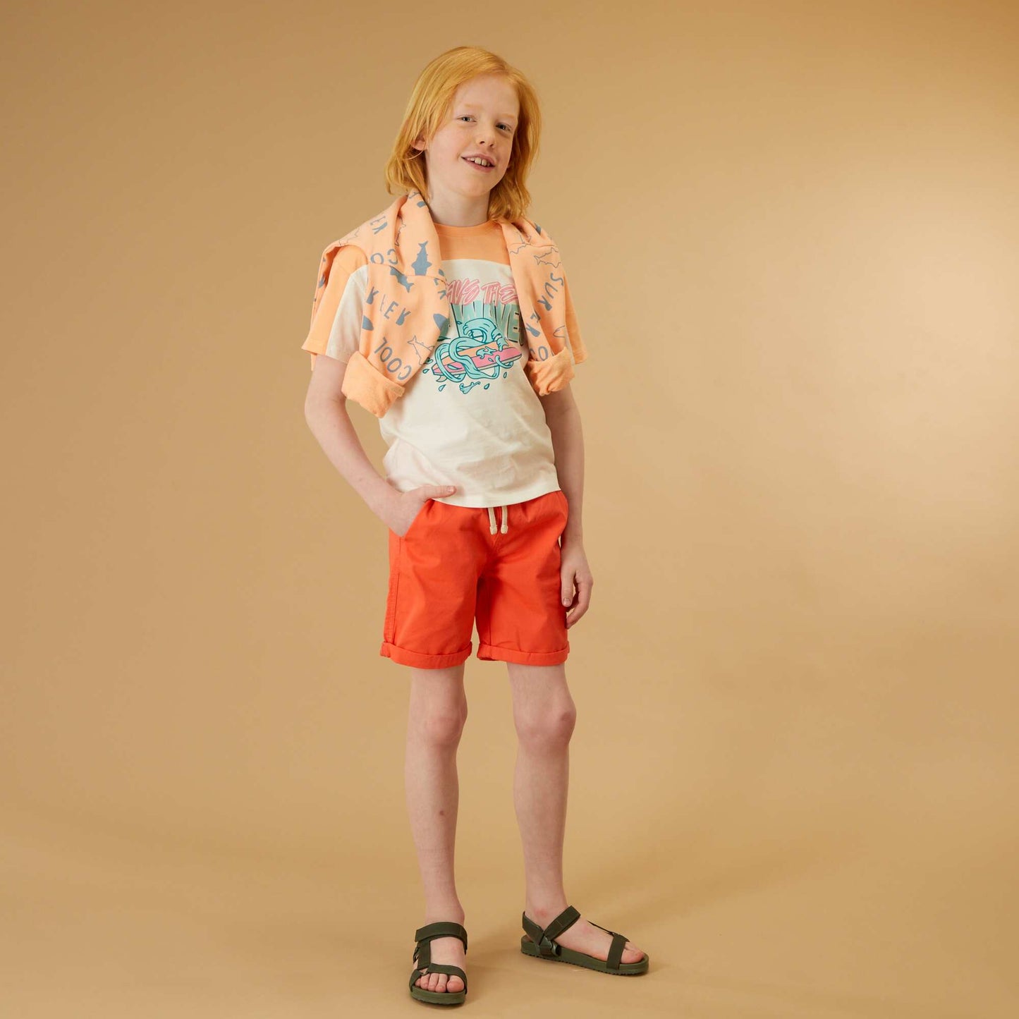 T-shirt avec imprim Orange/blanc/bleu