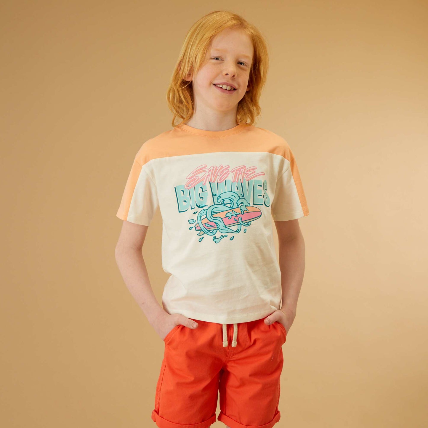 T-shirt avec imprim Orange/blanc/bleu