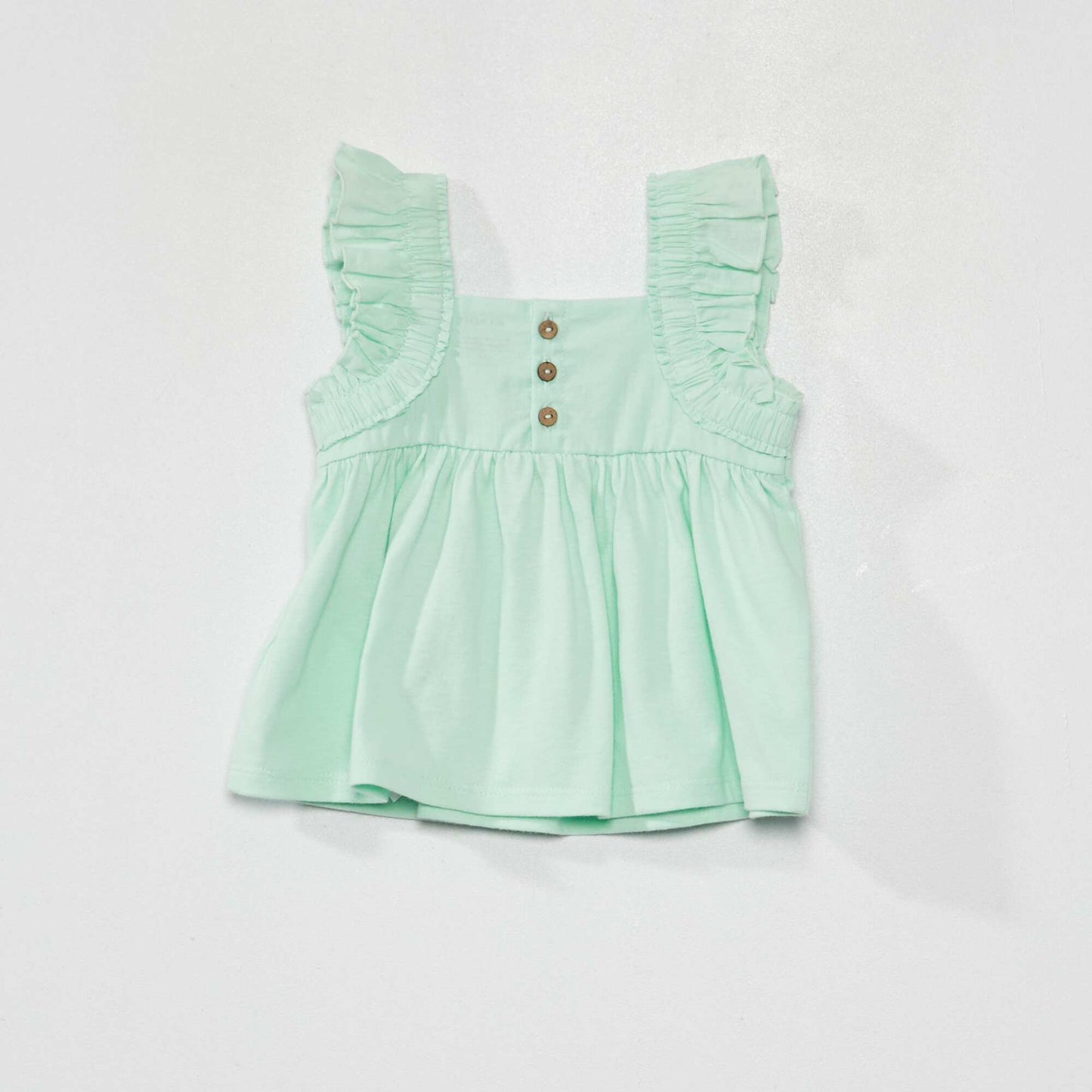 T-shirt évasé en voile de coton vert
