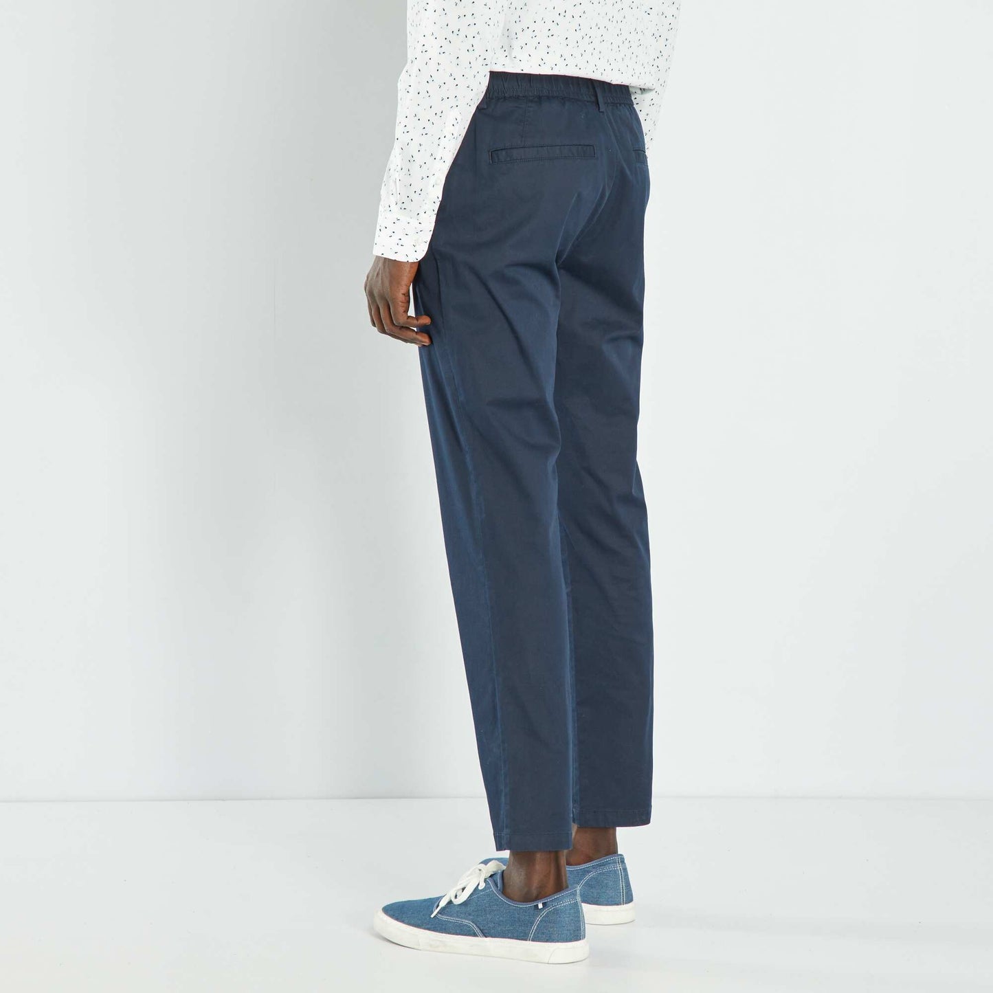 Pantalon chino slim à taille élastiquée Bleu