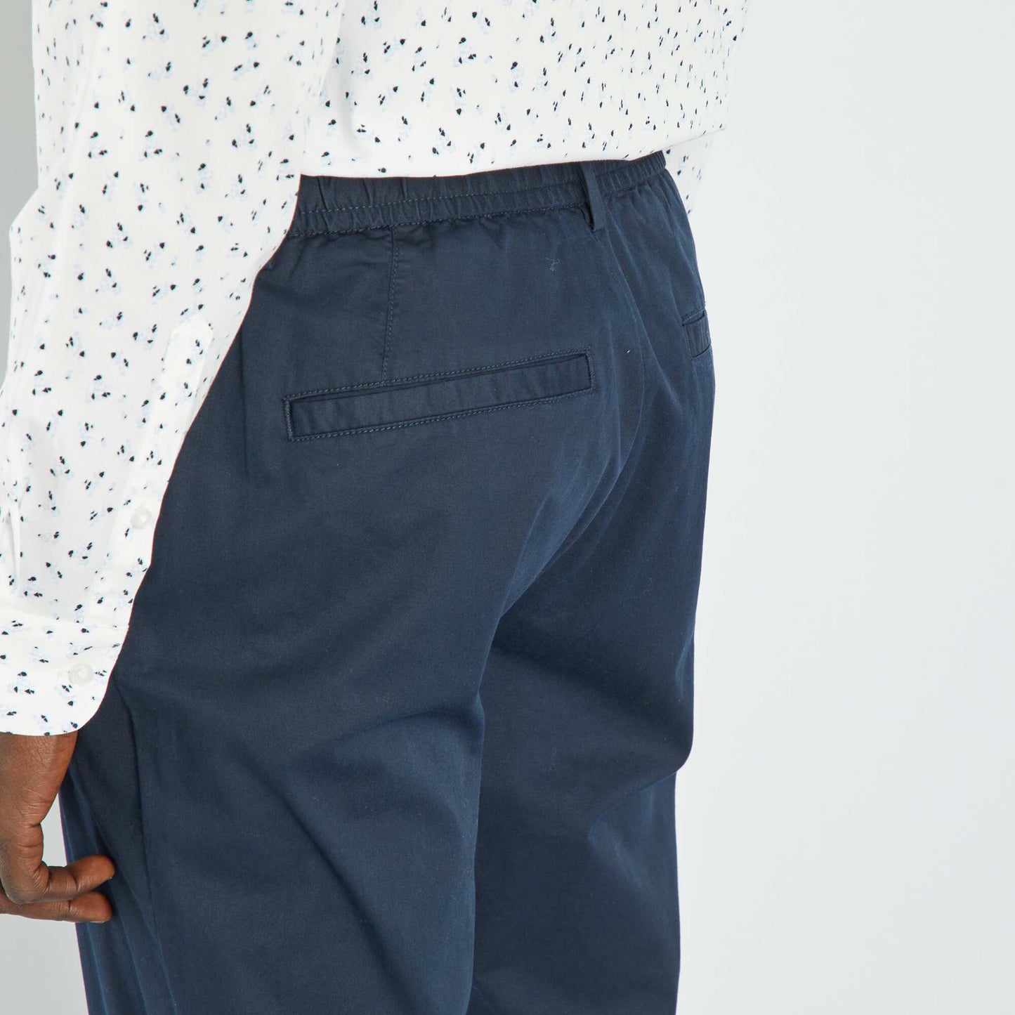 Pantalon chino slim à taille élastiquée Bleu