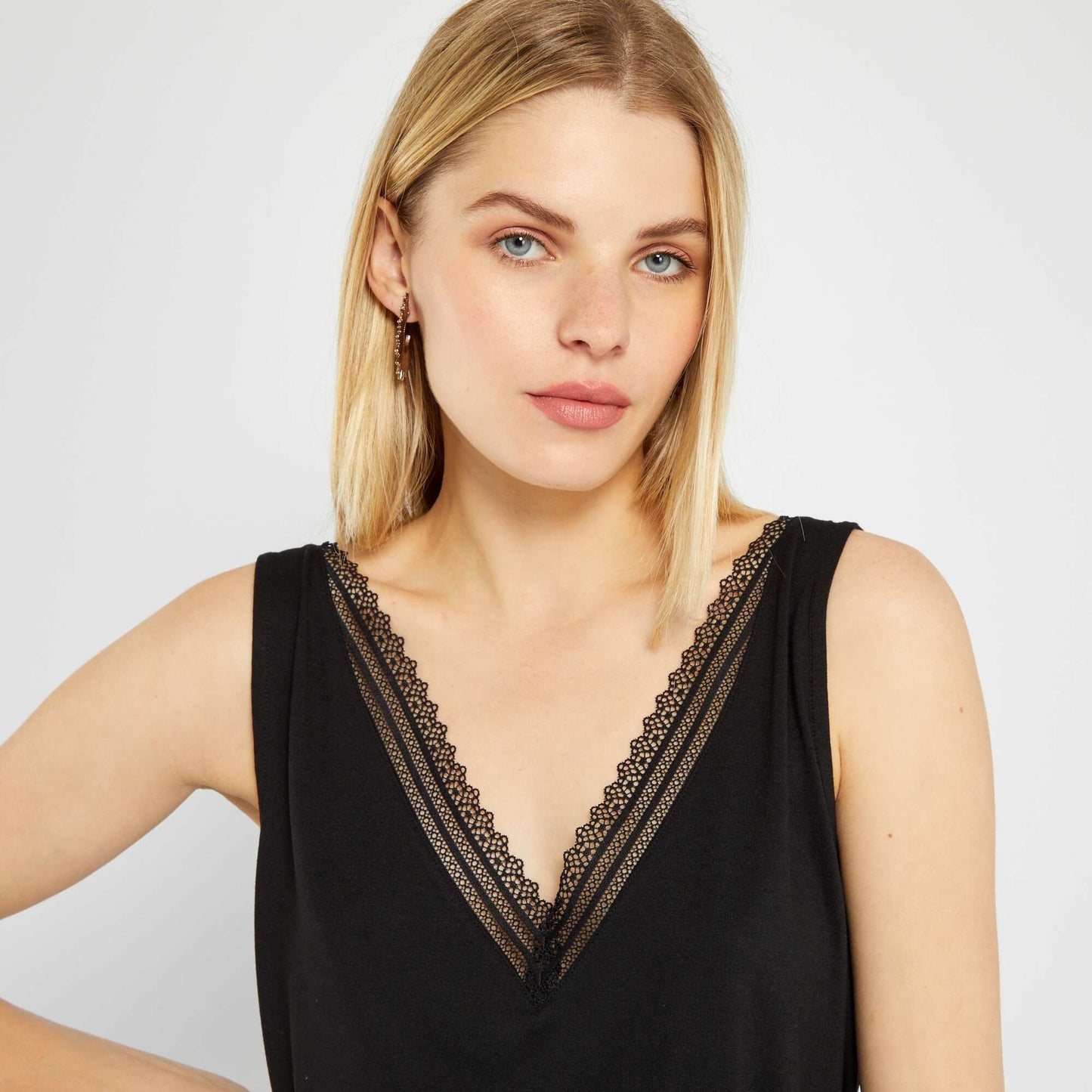 Débardeur stretch avec dentelle noir