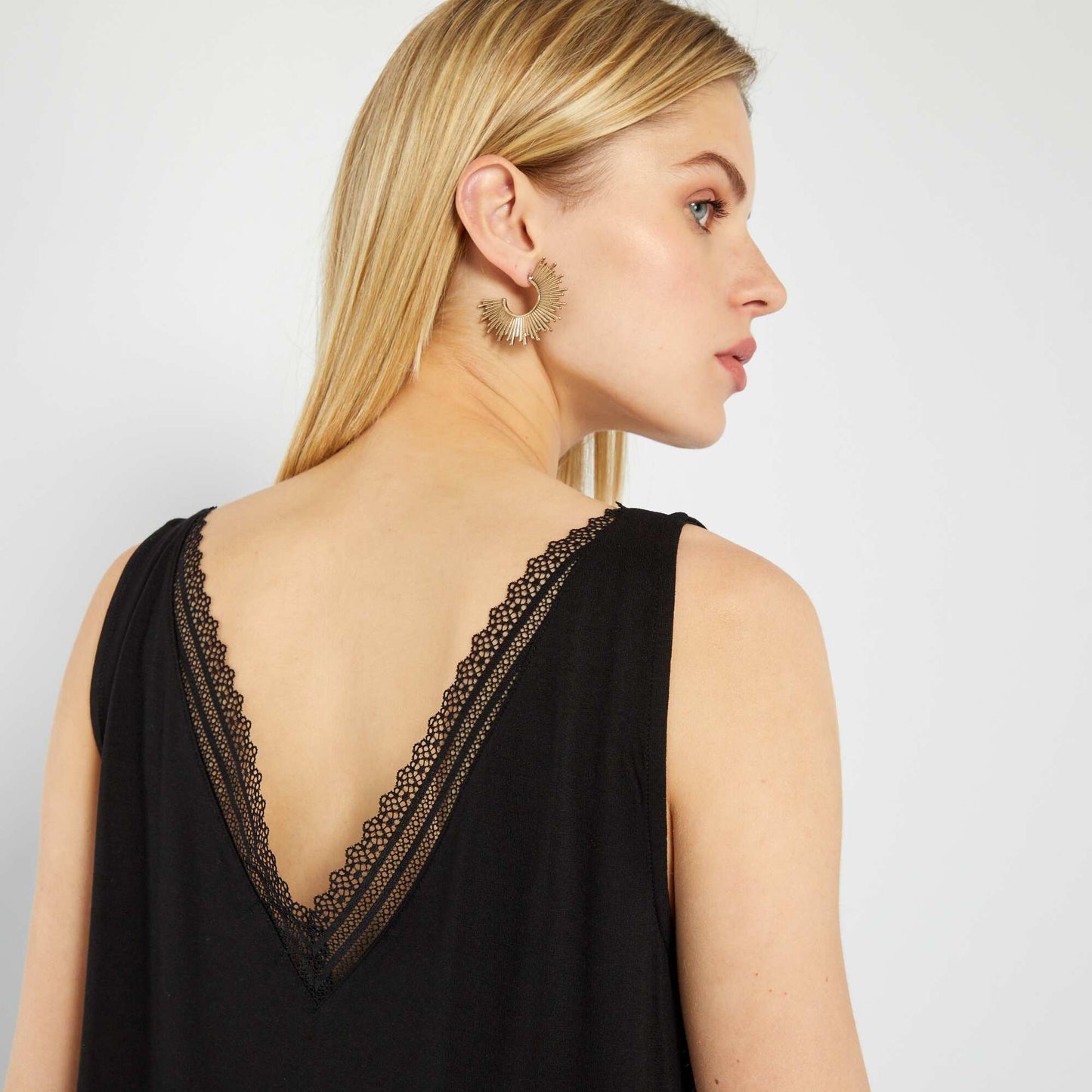 Débardeur stretch avec dentelle noir