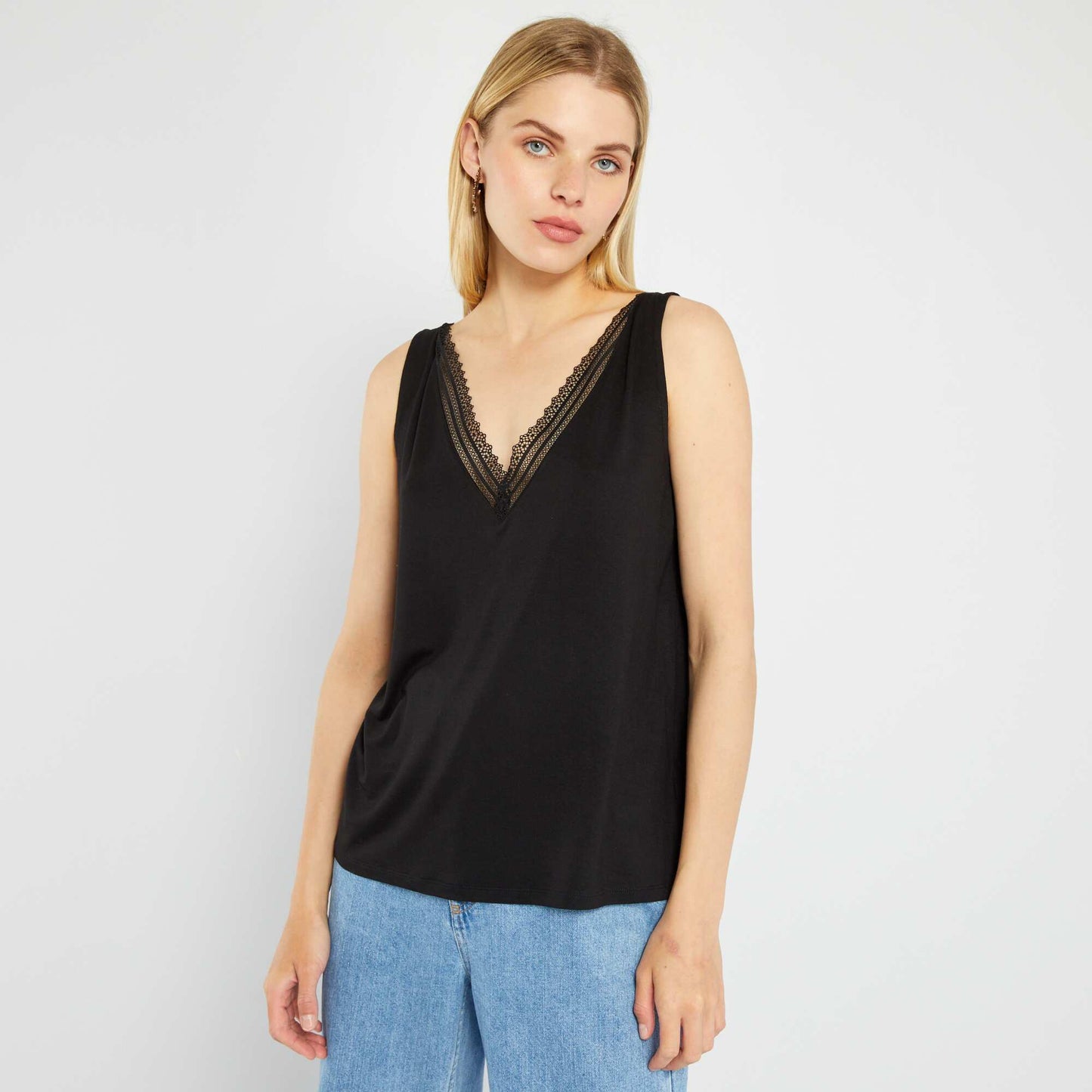 Débardeur stretch avec dentelle noir