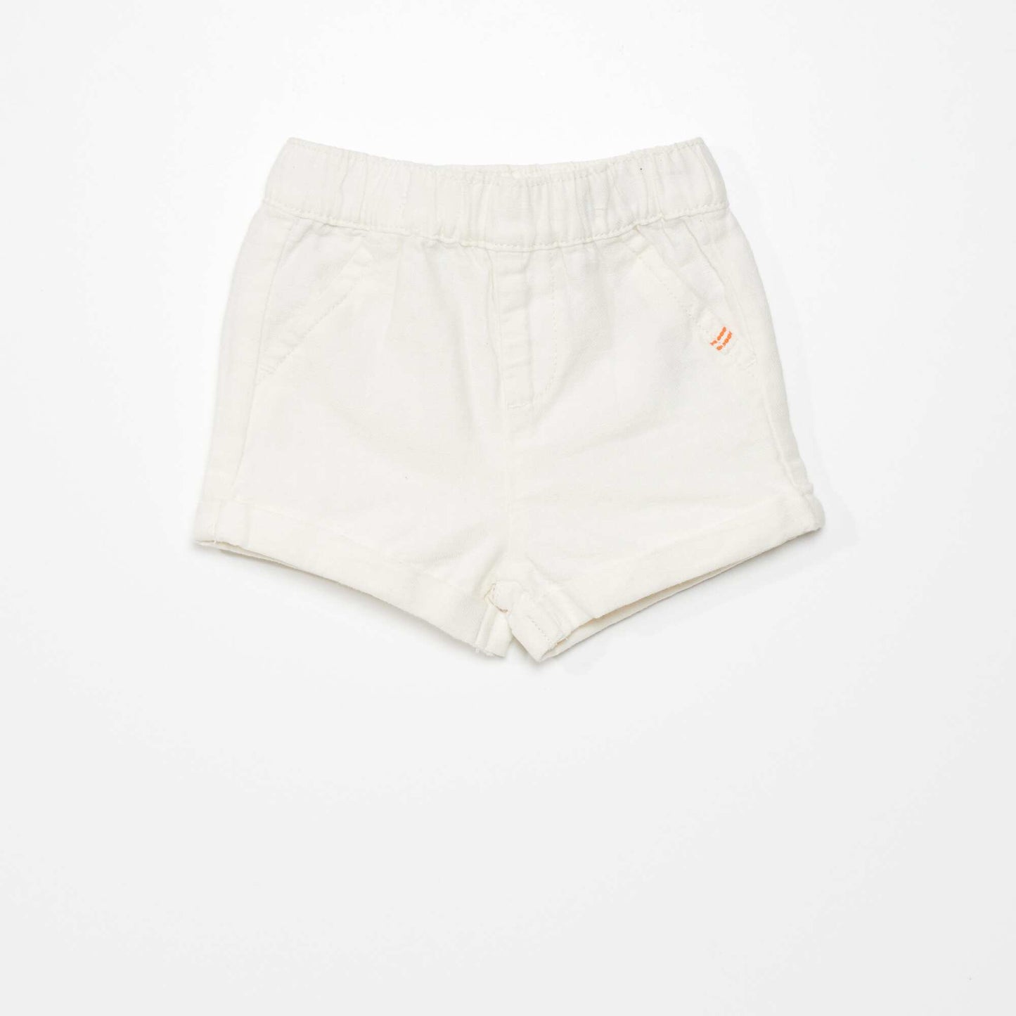 Short en coton et lin Blanc crème