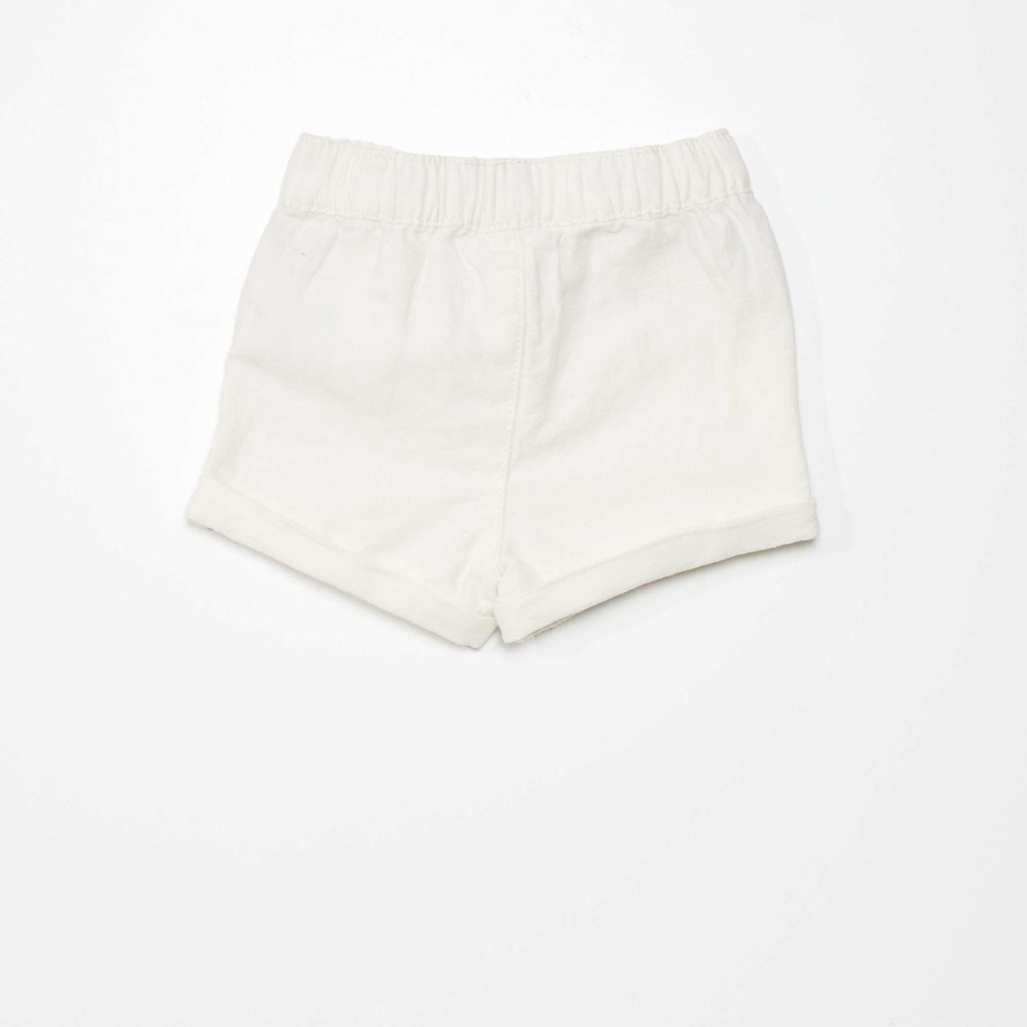 Short en coton et lin Blanc crème