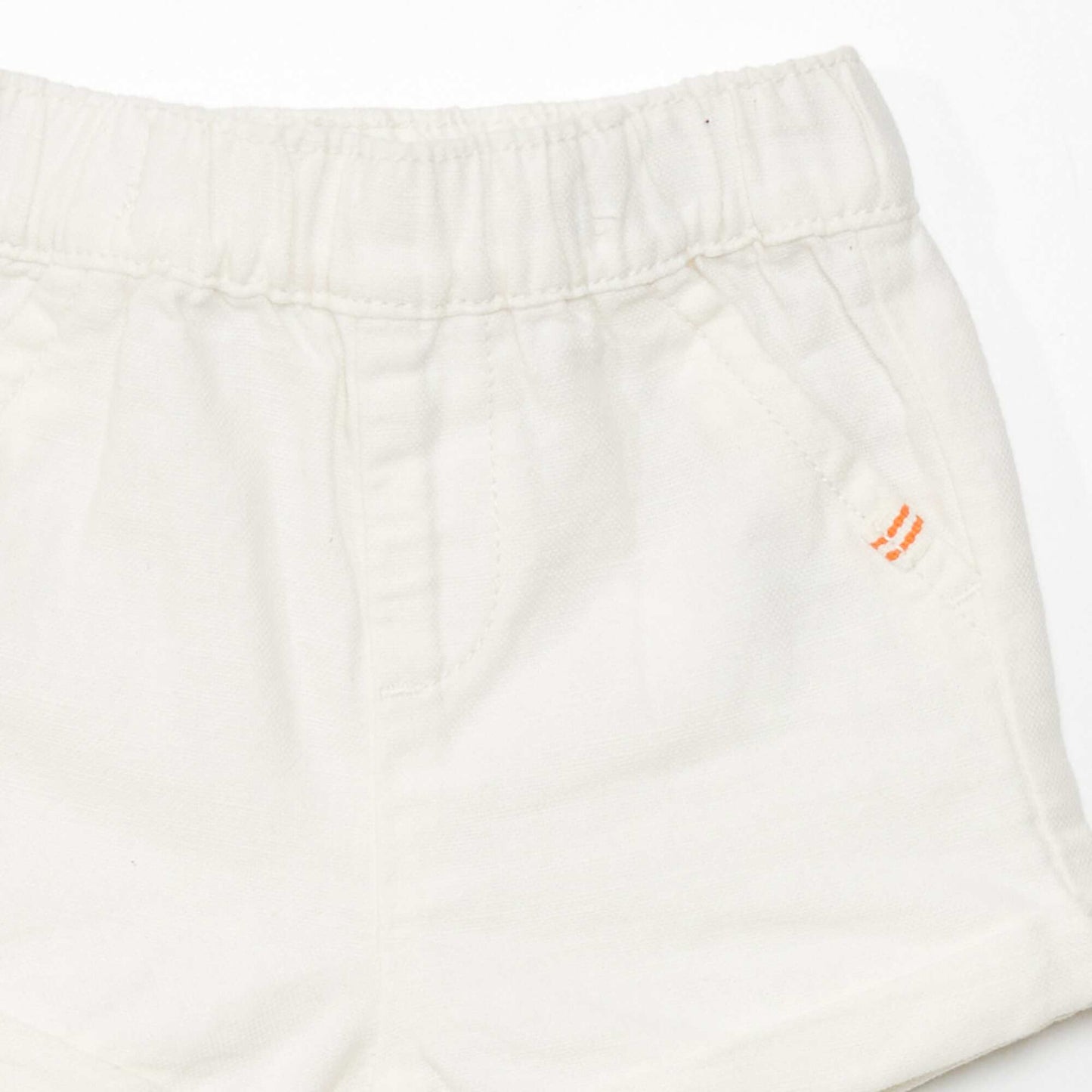 Short en coton et lin Blanc crème