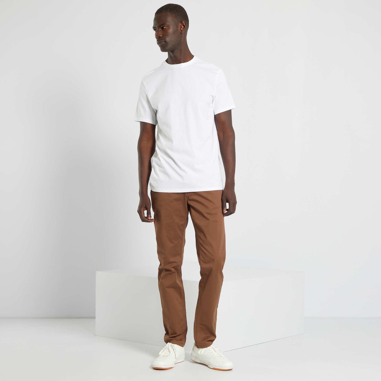T-shirt droit en jersey uni blanc