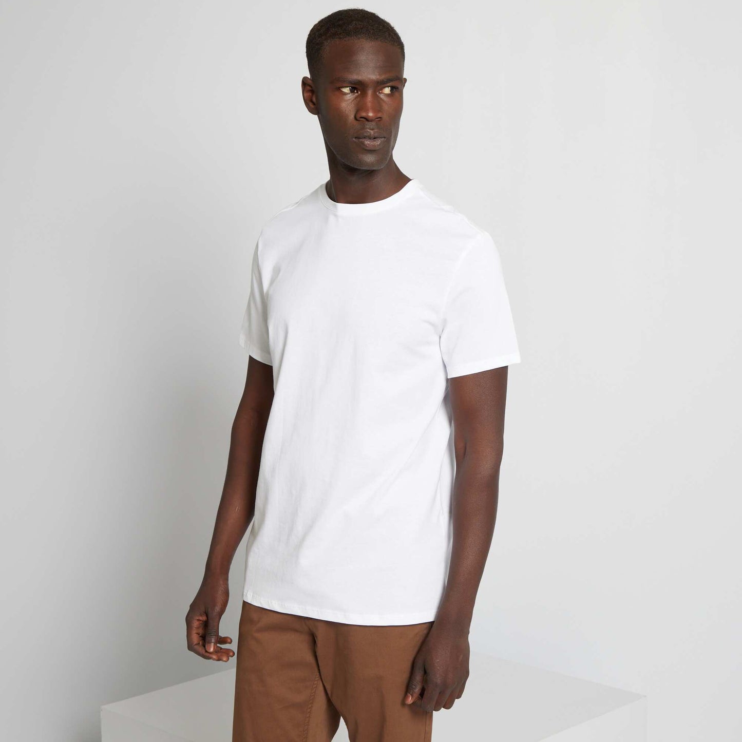 T-shirt droit en jersey uni blanc
