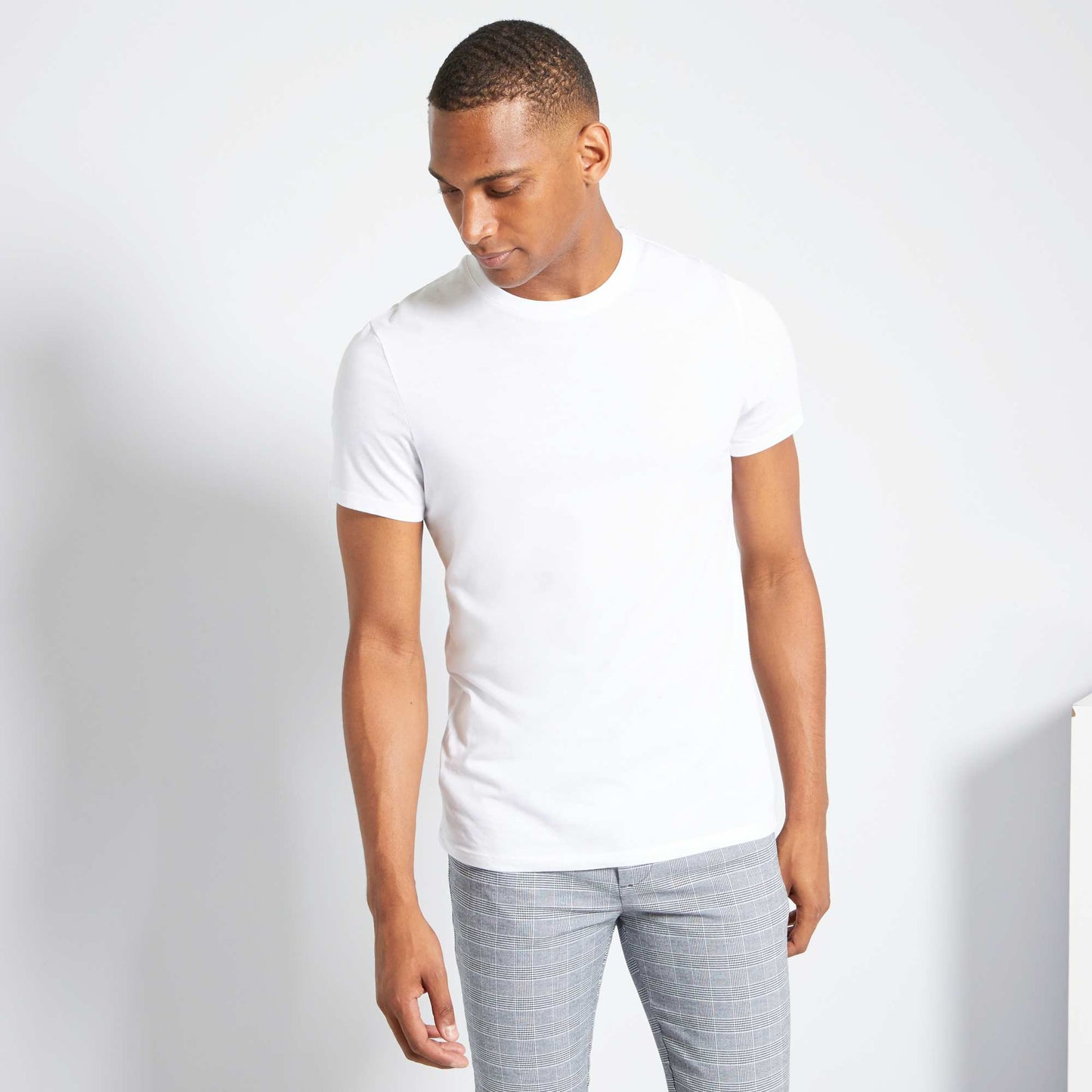 T-shirt droit en jersey uni blanc