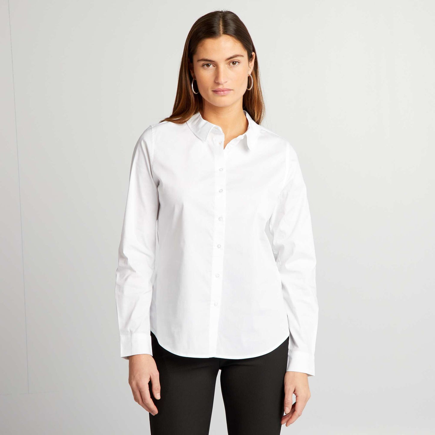 Chemise fittée col italien blanc