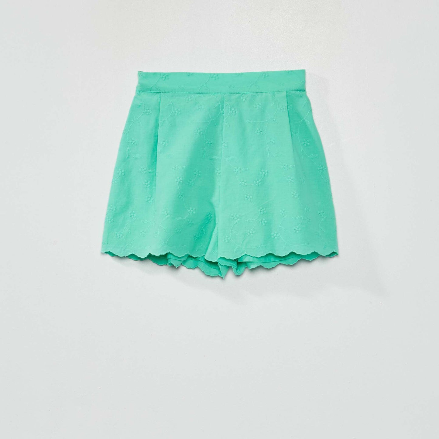 Short volanté en popeline Vert