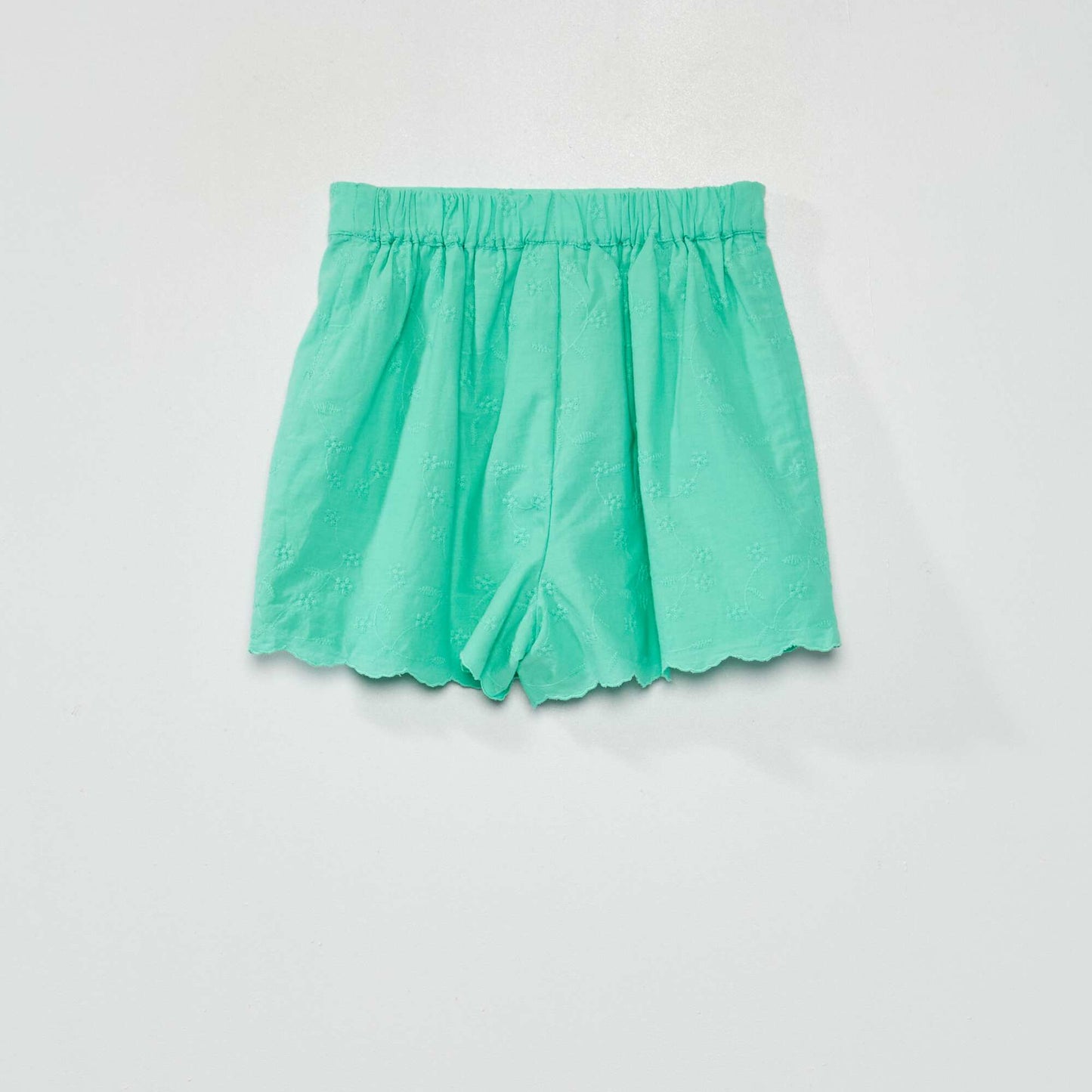 Short volanté en popeline Vert