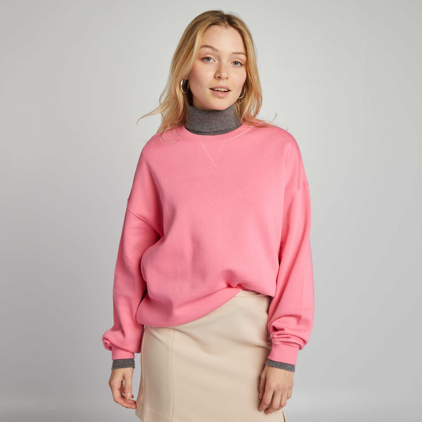 Sweat en molleton uni rose