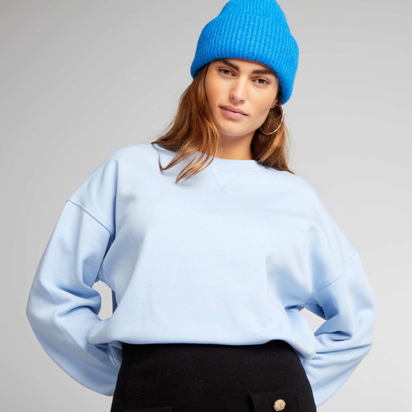 Sweat en molleton uni Bleu clair