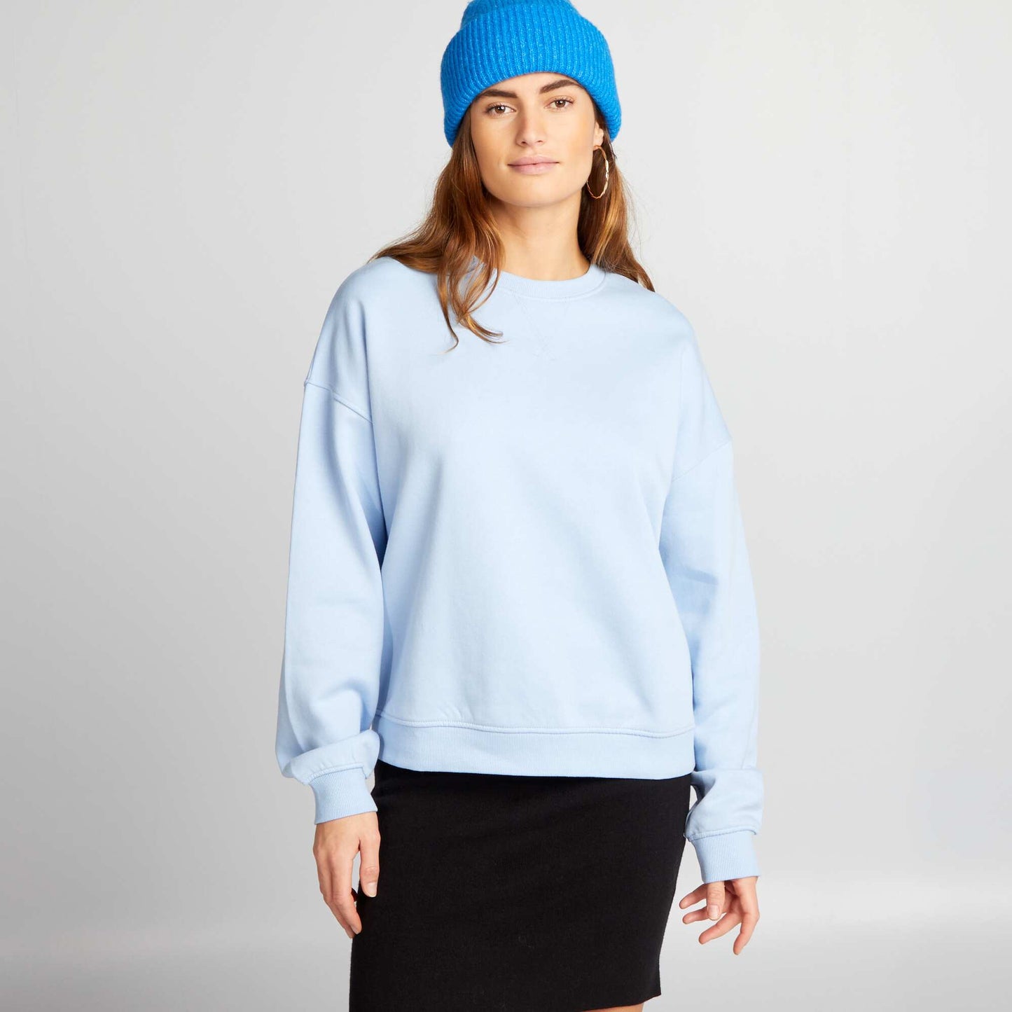 Sweat en molleton uni Bleu clair