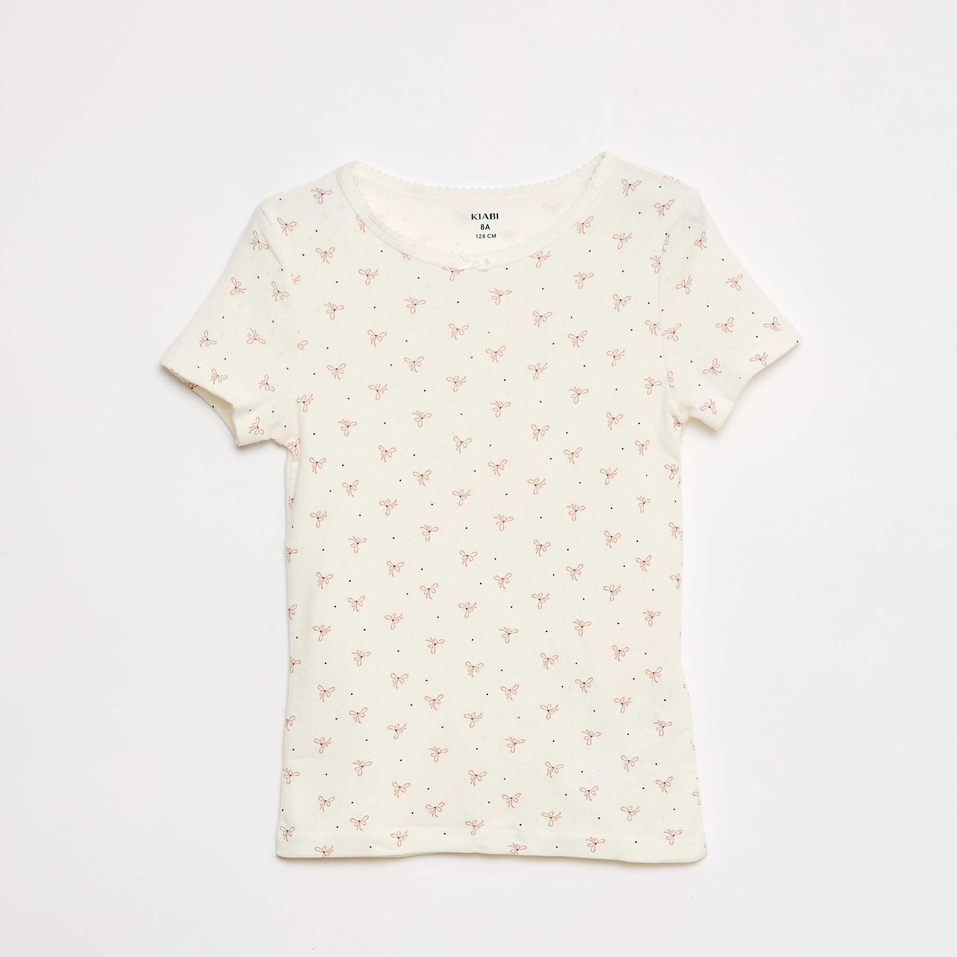 Lot de 3 t-shirts en maille pointelle BLANC/ROSE