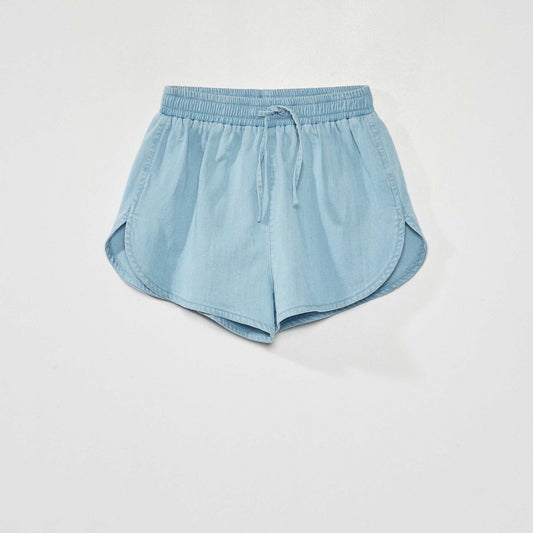 Short ample en tencel Bleu denim