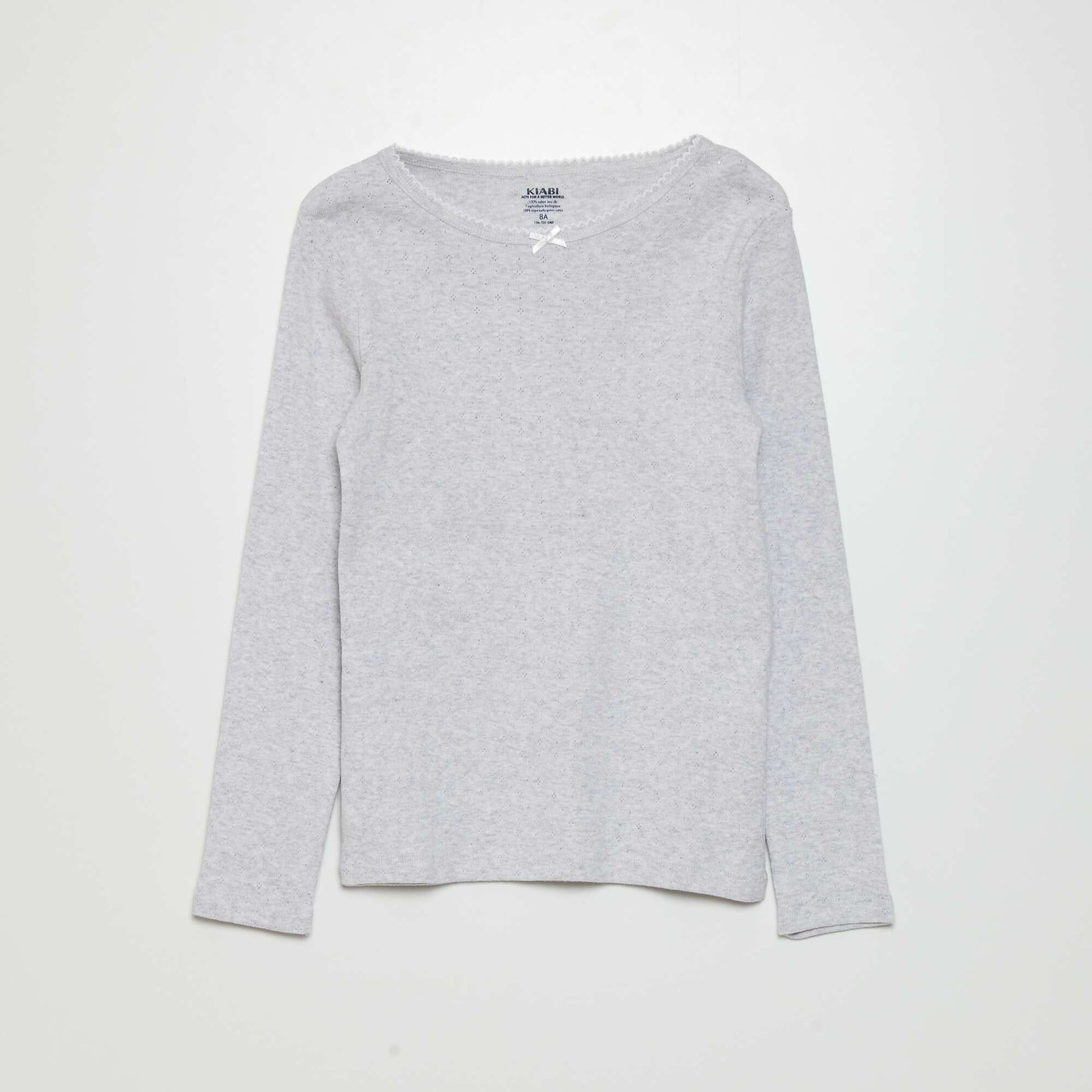 T-shirts en maille pointelle - Lot de 2 BLANC/GRIS