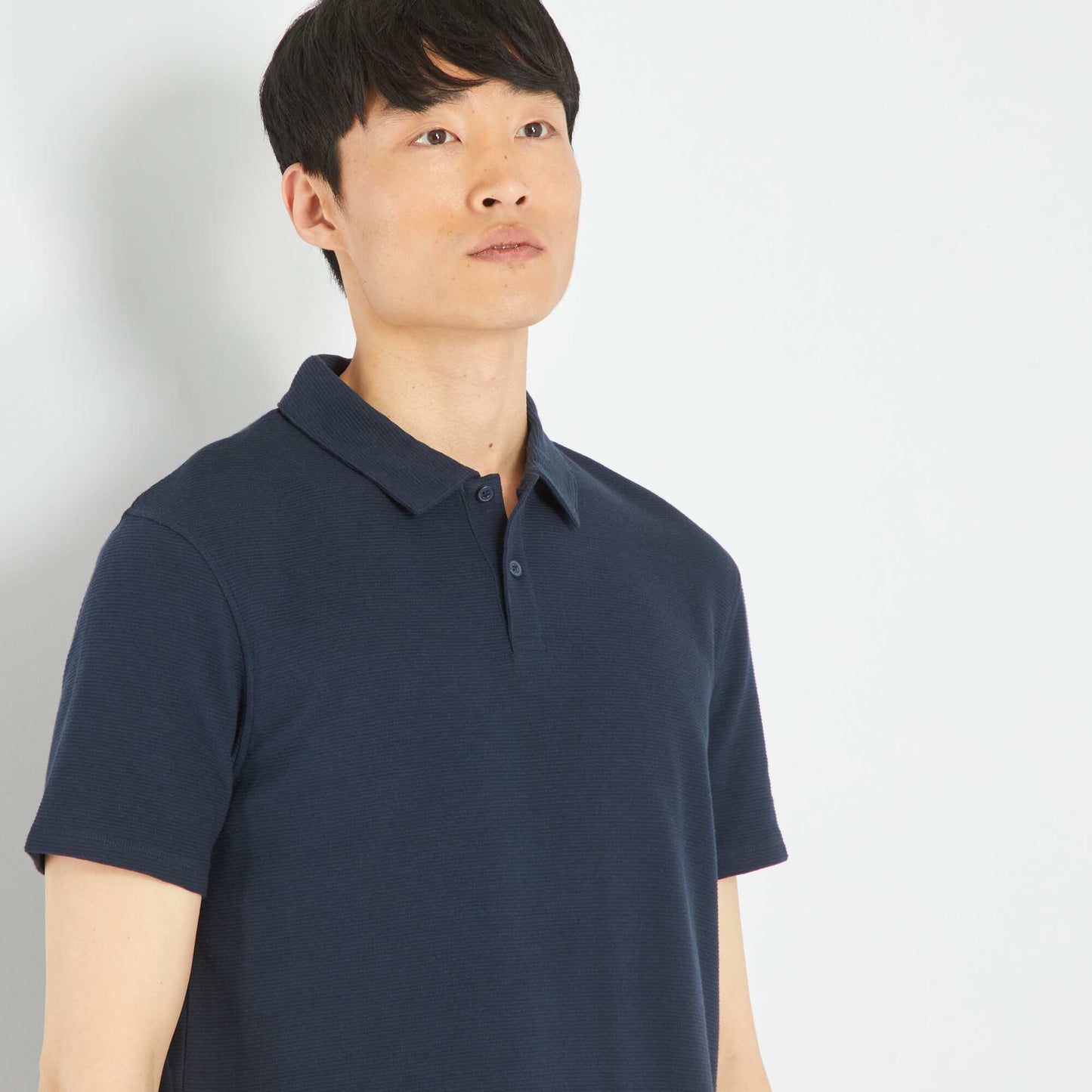 Polo en jacquard uni Bleu marine