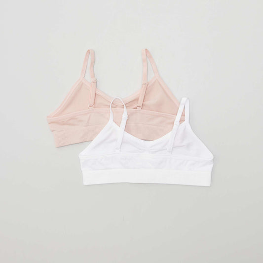 Lot de 2 brassières en jersey Blanc/rose