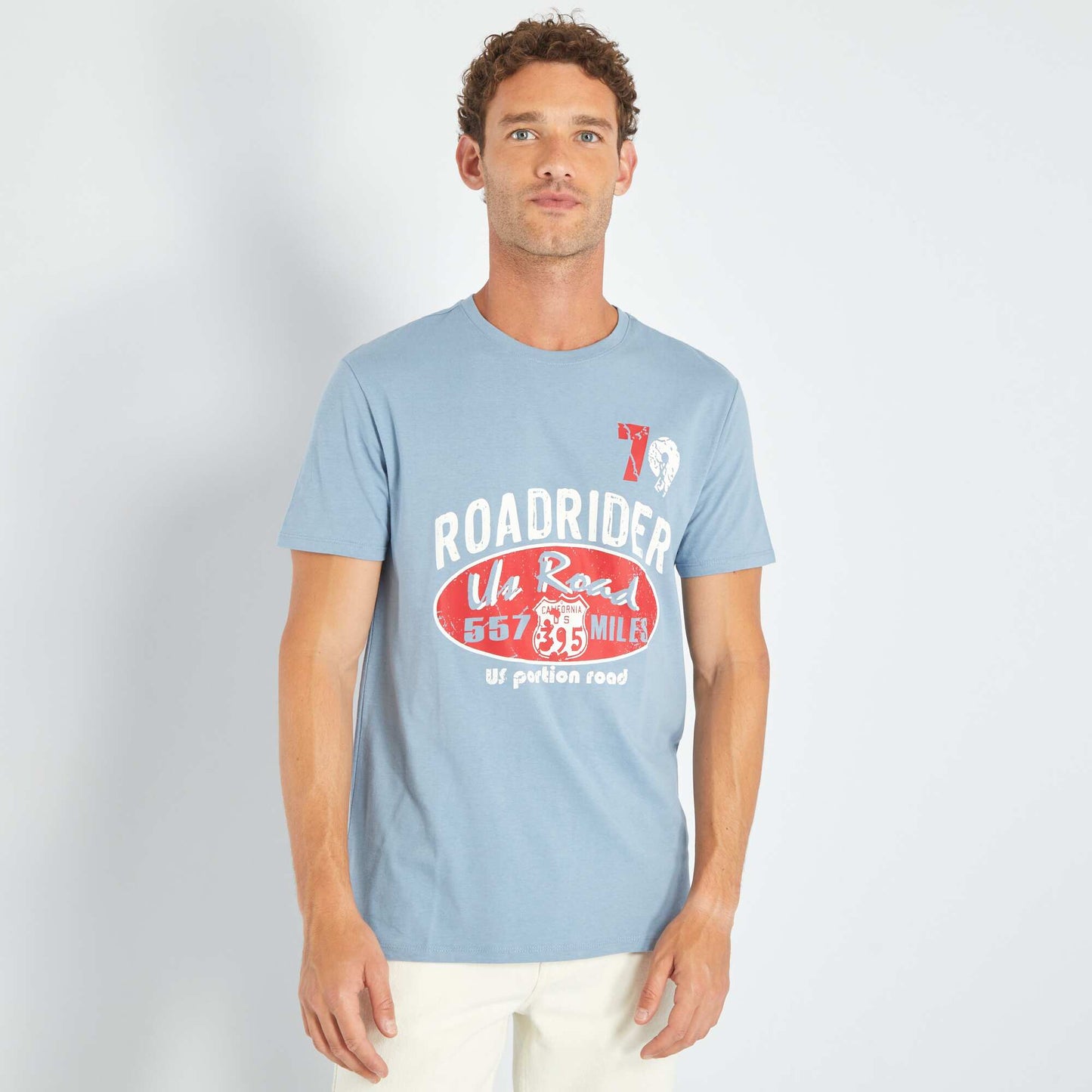 T-shirt en jersey avec print Bleu 'roadrider'