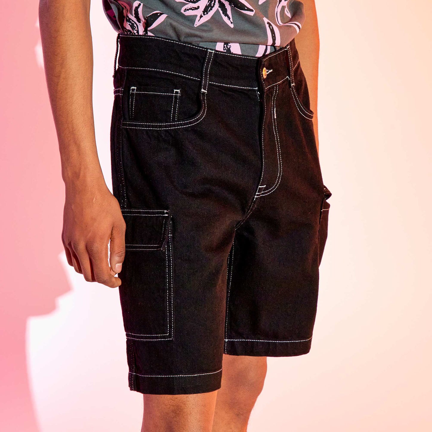 Short bermuda en denim noir