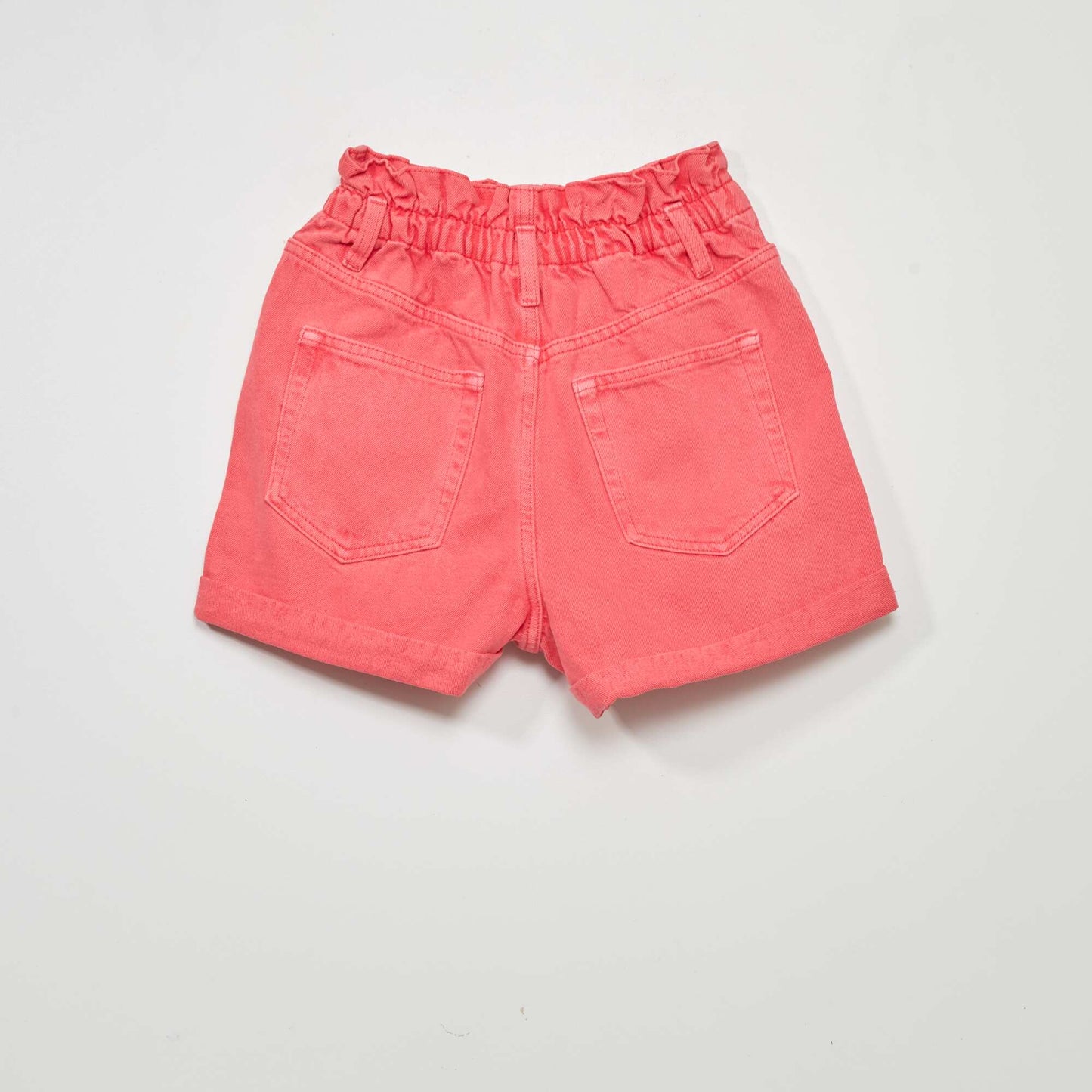 Short en jean paperbag rose