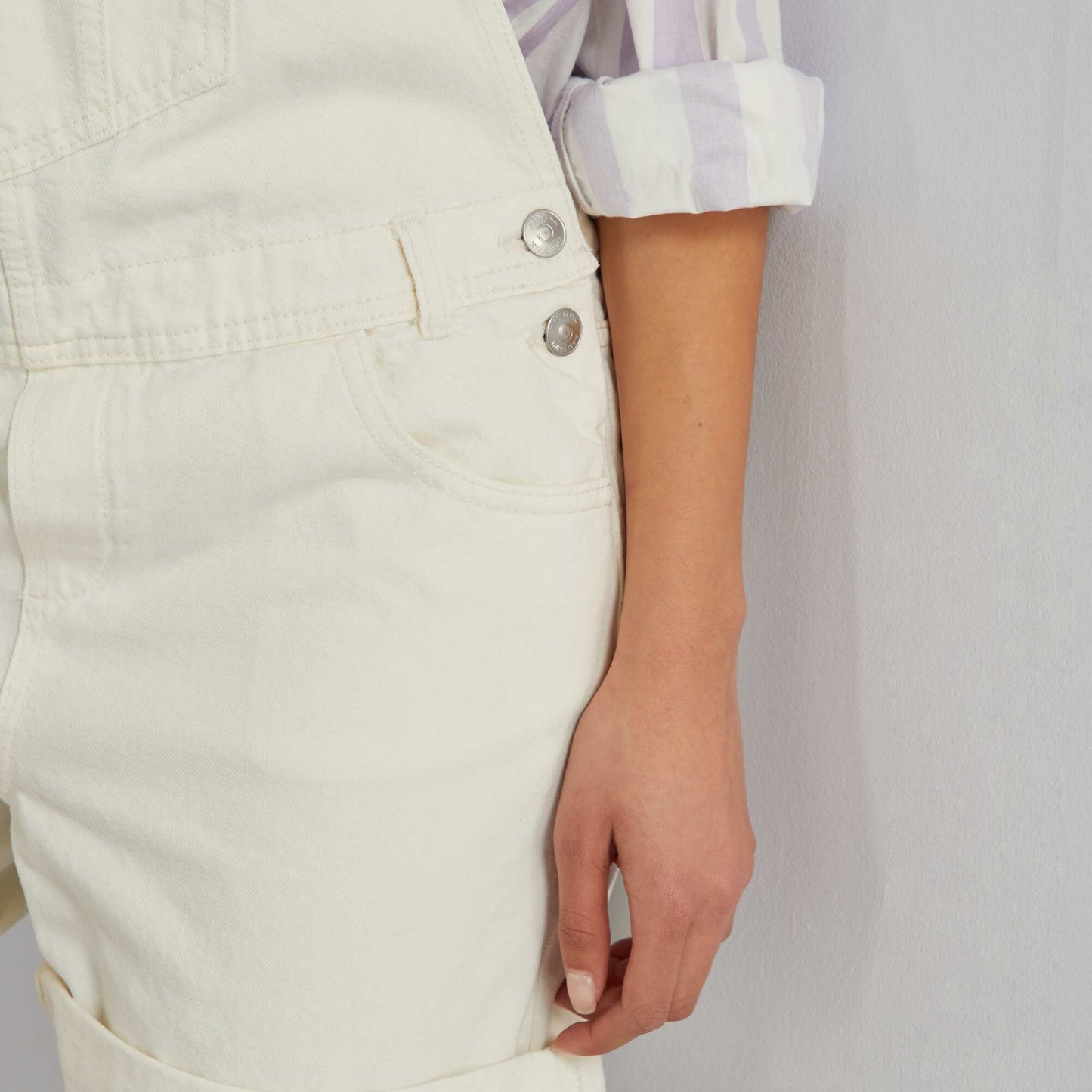 Salopette short en denim blanc