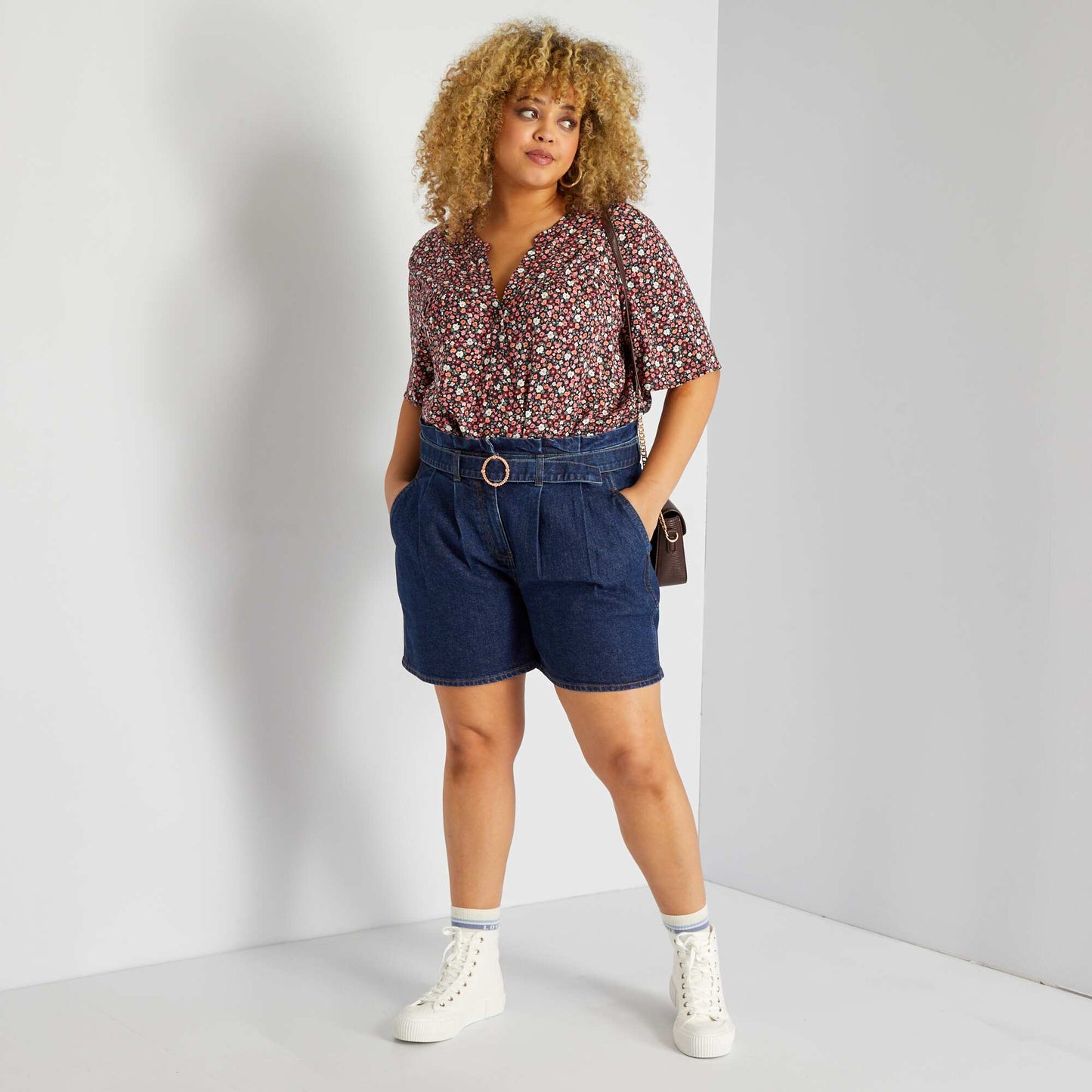 Short en jean paperbag Bleu brut