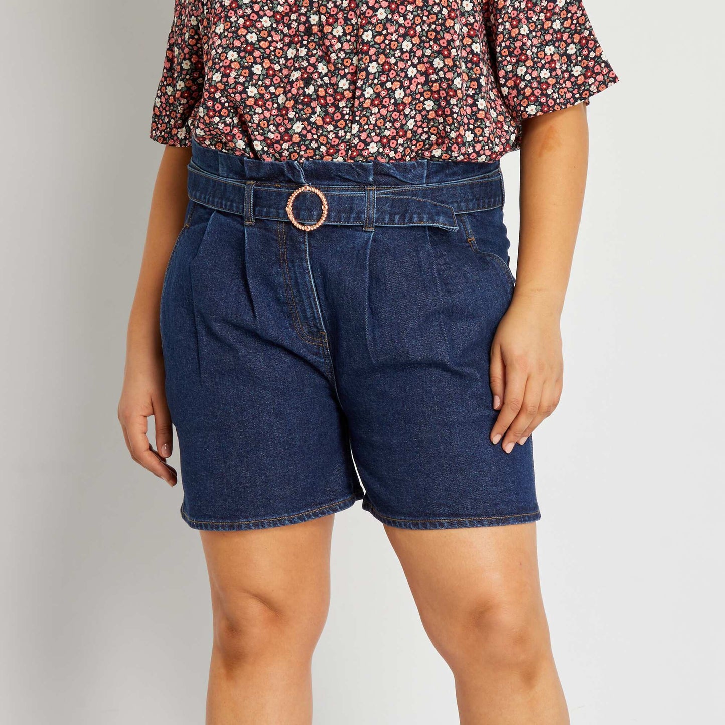 Short en jean paperbag Bleu brut