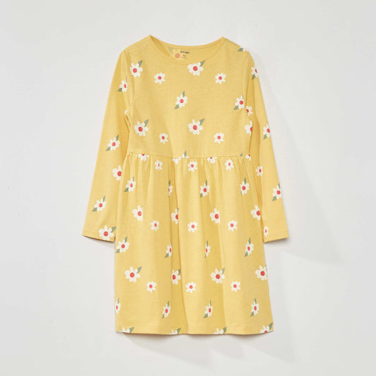 Robe en jersey avec imprimé Jaune