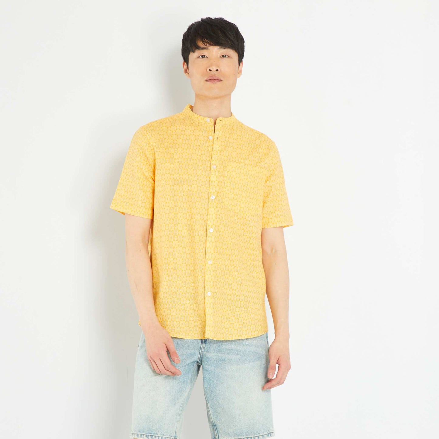 Chemise en lin avec imprimé Jaune