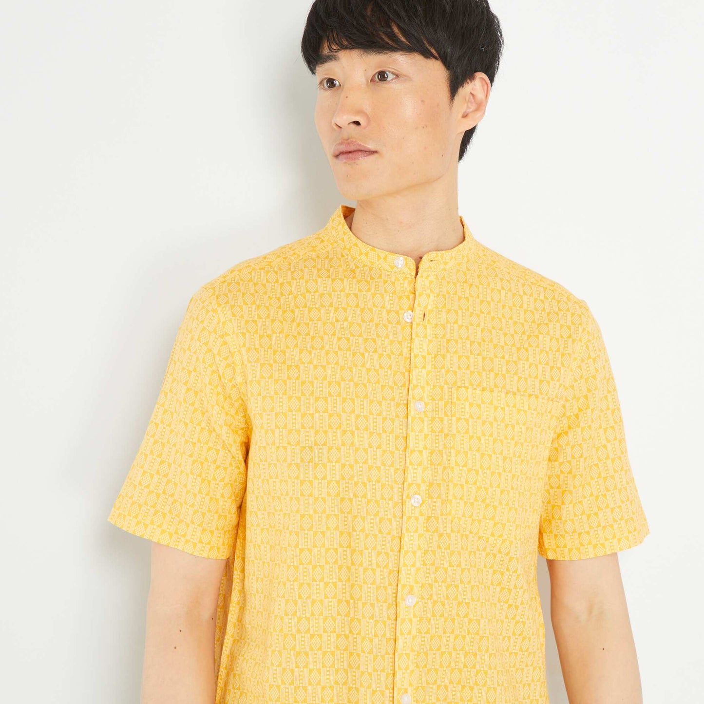 Chemise en lin avec imprimé Jaune