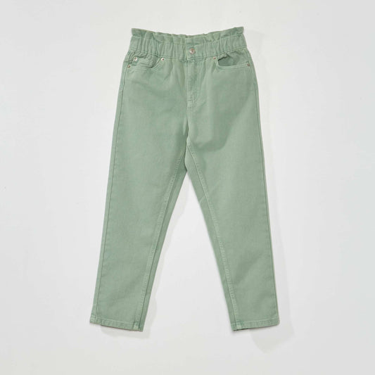 Pantalon denim coupe mom Vert