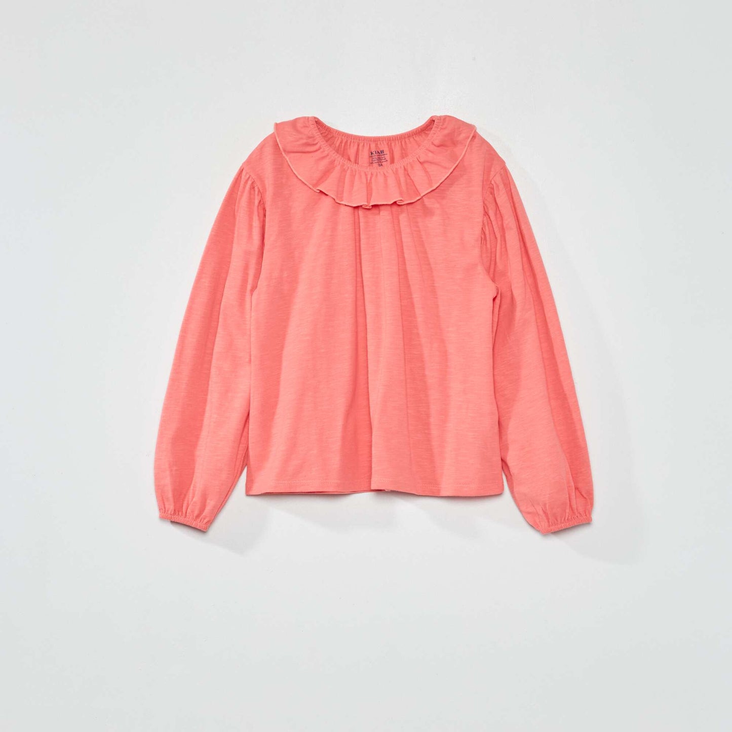 T-shirt col collerette rose