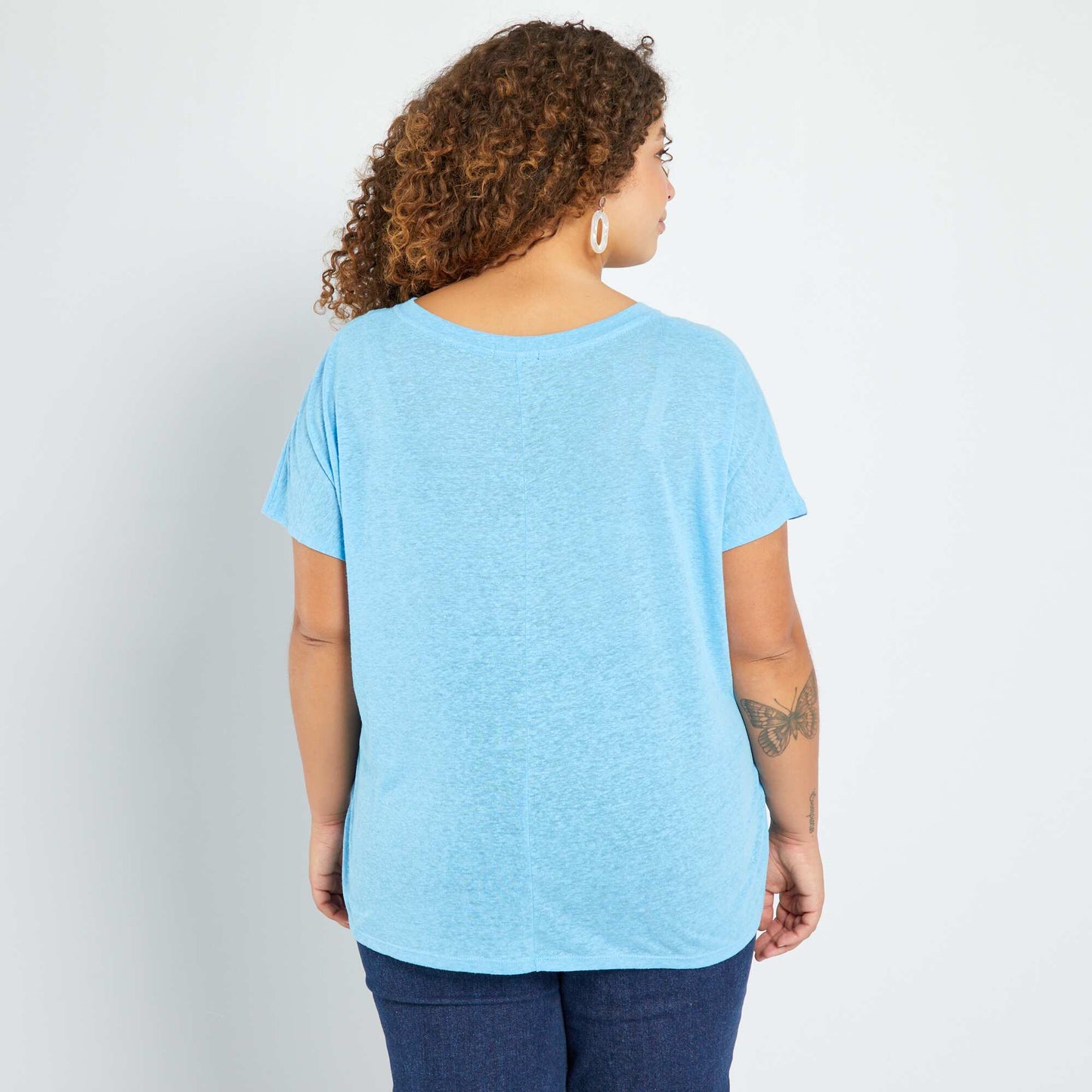 T-shirt encolure V bleu