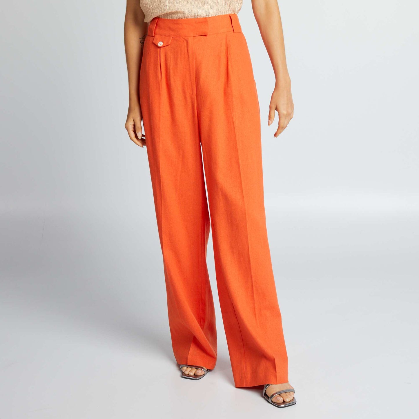 Pantalon wide leg fluide Orange