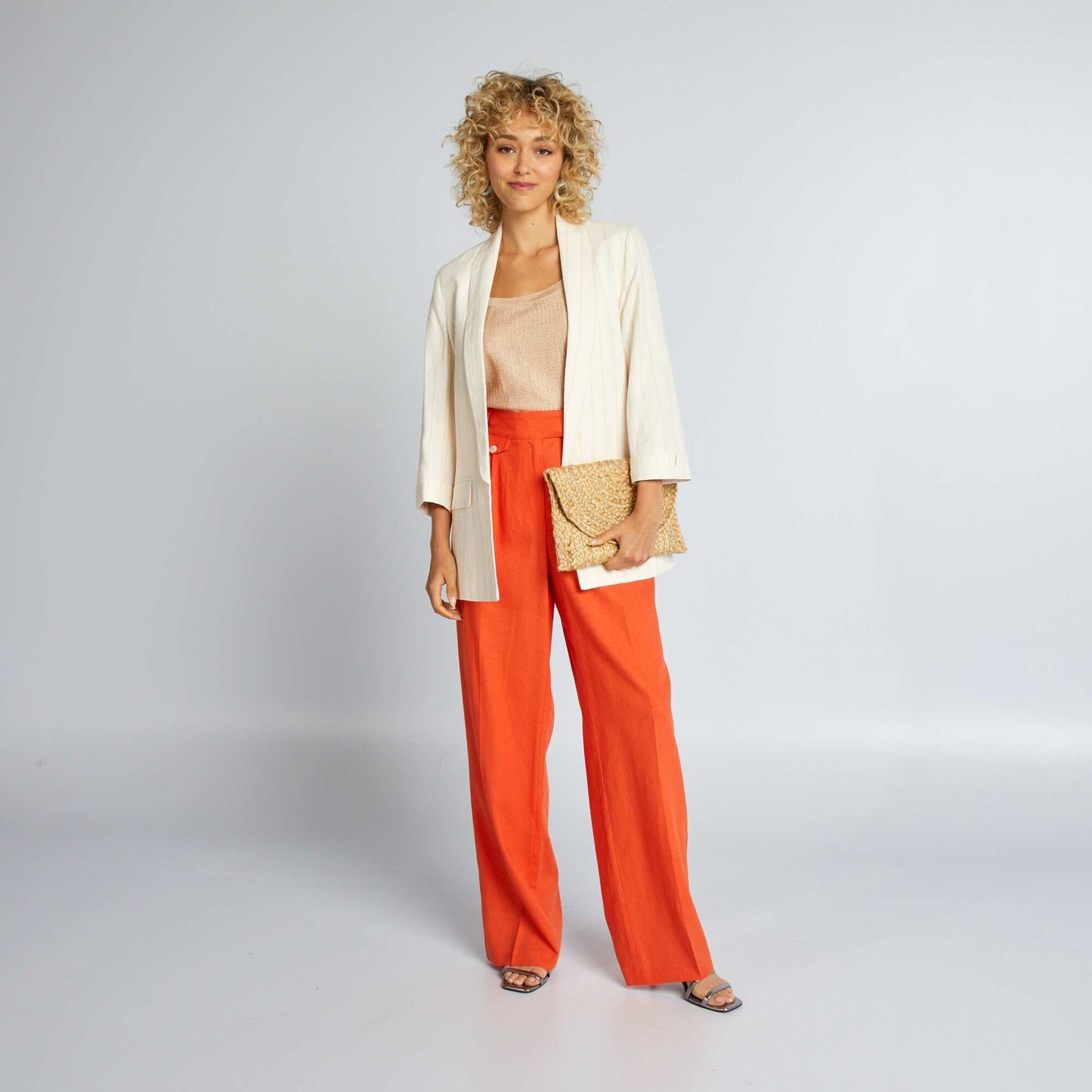 Pantalon wide leg fluide Orange