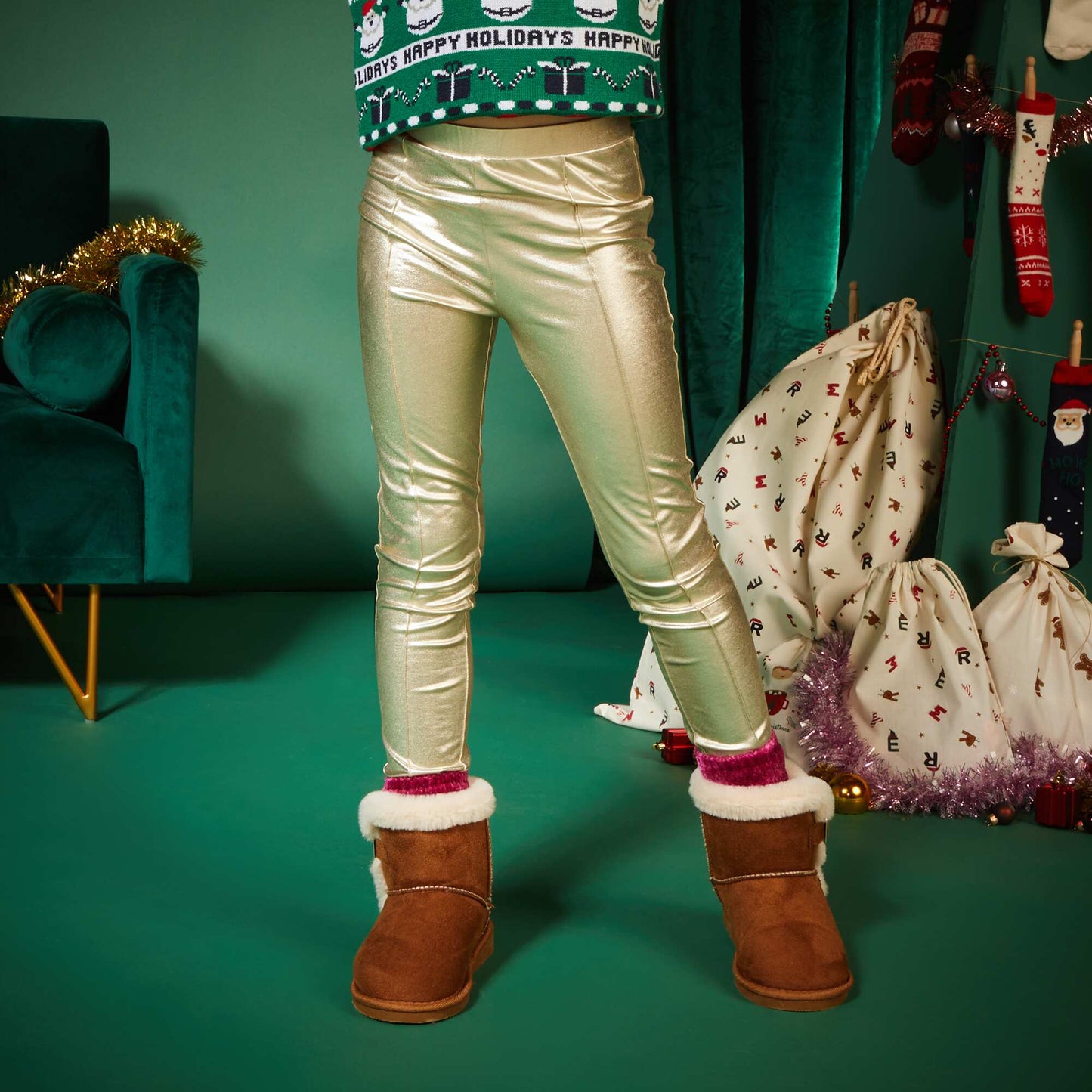 Legging long brillant Doré