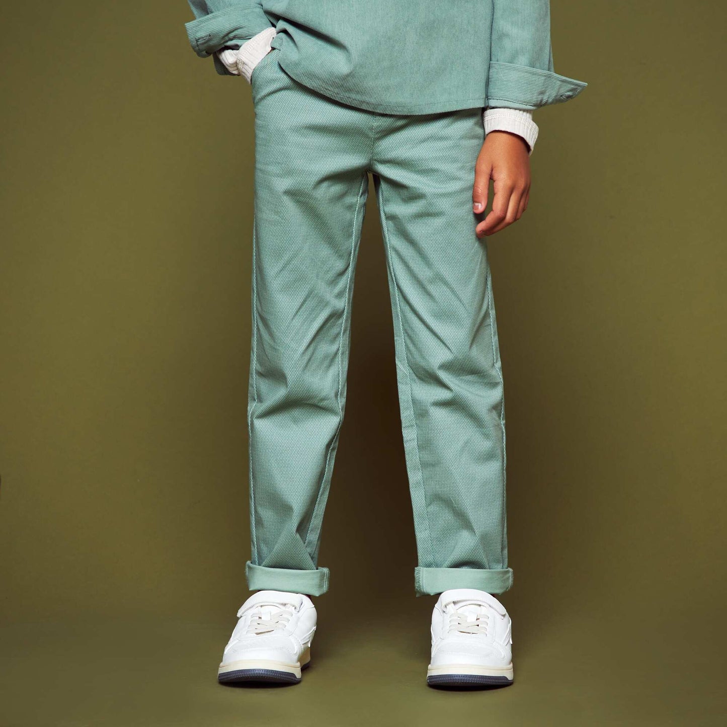 Pantalon chino motif texturé Vert