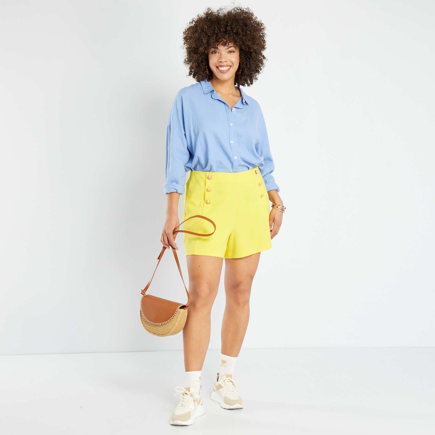 Short taille haute jaune