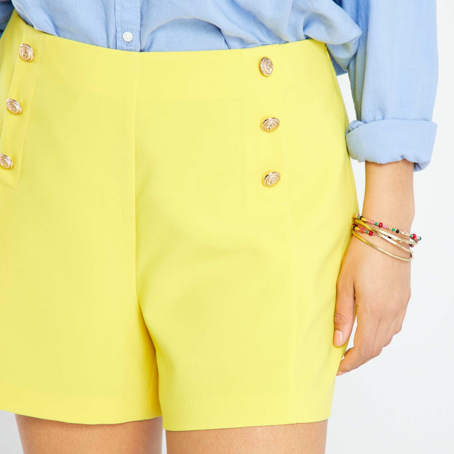 Short taille haute jaune